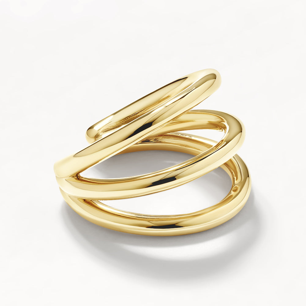 Gold Triple Band Single Ear Cuff - Elegant Cartilage Earring for Women - Perfect for Parties, Weddings & Everyday Wear
