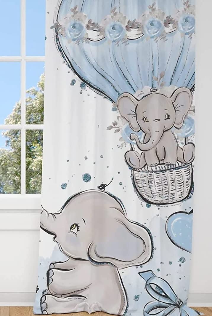 Adorable Elephant & Balloon Nursery Curtains for Baby Boys - 51