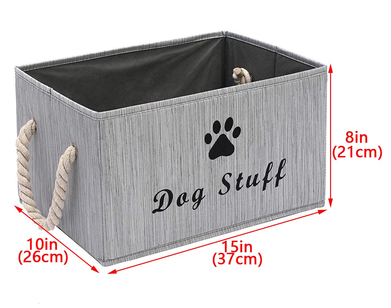 Morezi Canvas Pet Toy Storage Bin & Organizer Basket - Grey - Perfect for Pet Toys, Blankets, Leashes & Food Storage - Ideal for Living Room, Bedroom or Pet Play Area Organization