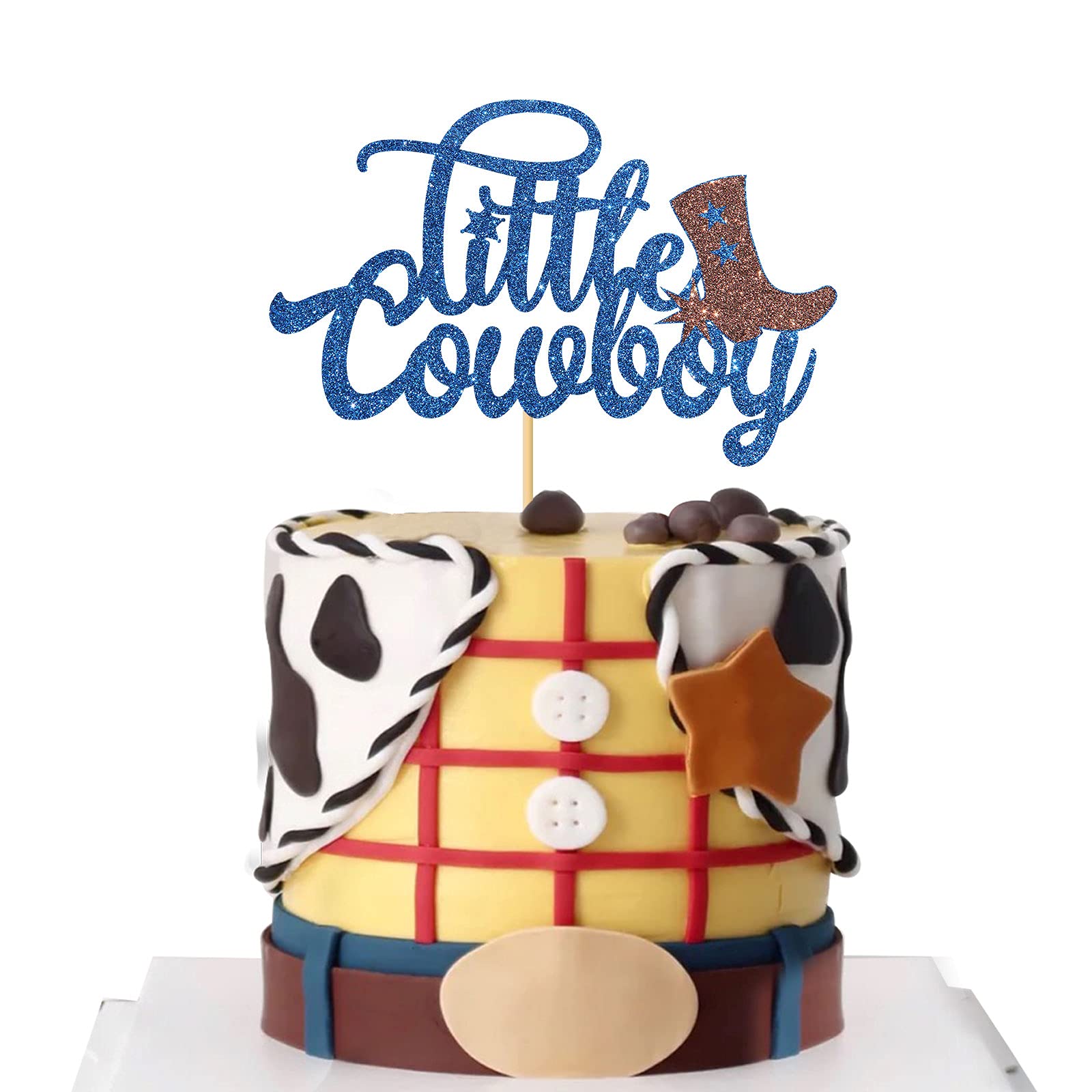 Western Cowboy Cake Topper - Blue Glitter Mexican Themed Party Decor for Birthday & Baby Shower | Perfect for Western Theme Parties, Cowboy Celebrations, and Wild West Events