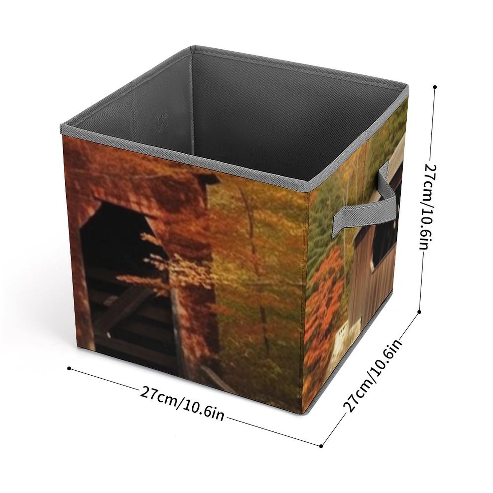 Collapsible Storage Bins with Handles - Albany Bridge Print Organizer for Home & Office