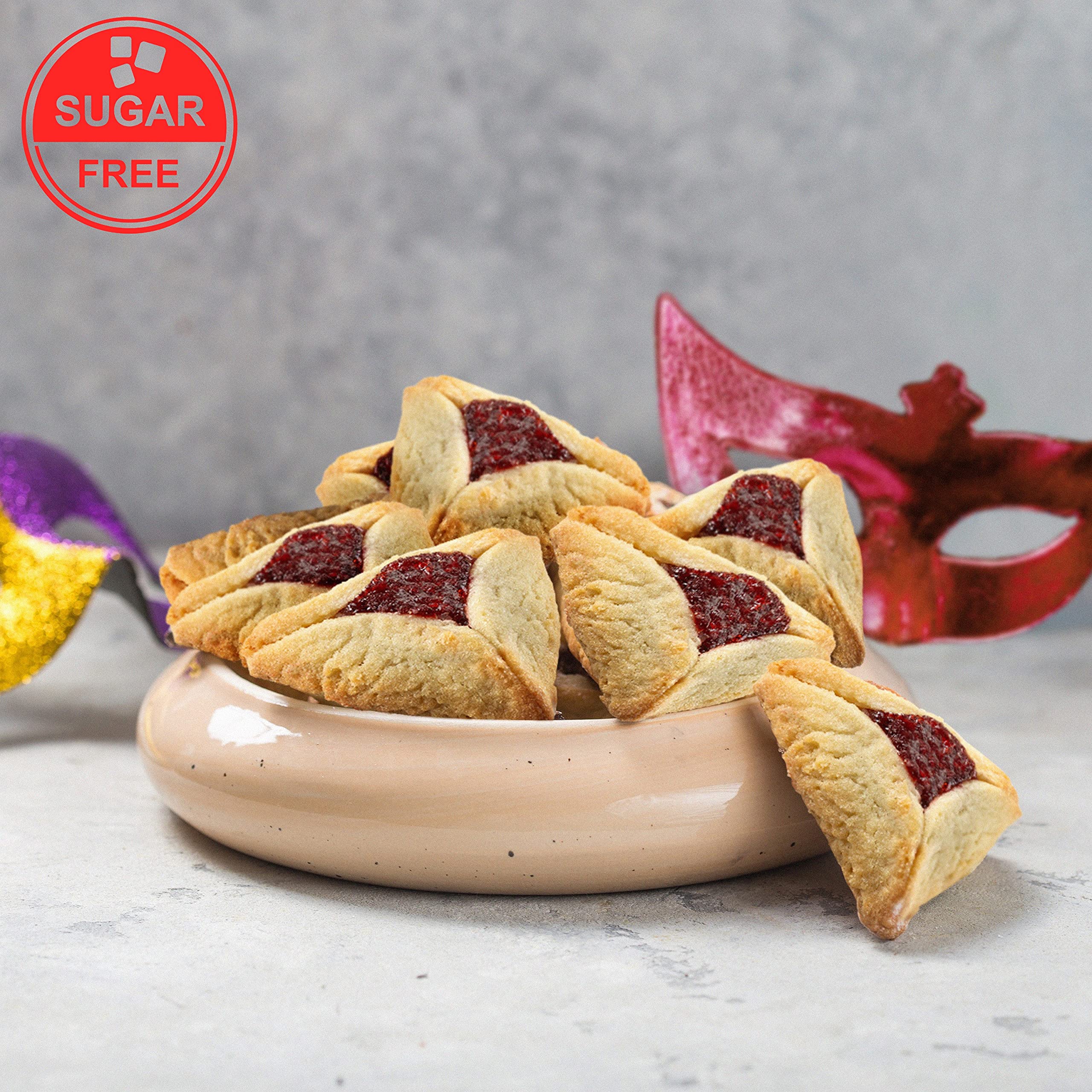 Sugar Free Strawberry Filled Hamentaschen Cookies - 10 Count | Diabetic Friendly & Nut Free Snacks | Perfect for Keto Diet, Office Snacking & Holiday Gifts | by Stern's Bakery