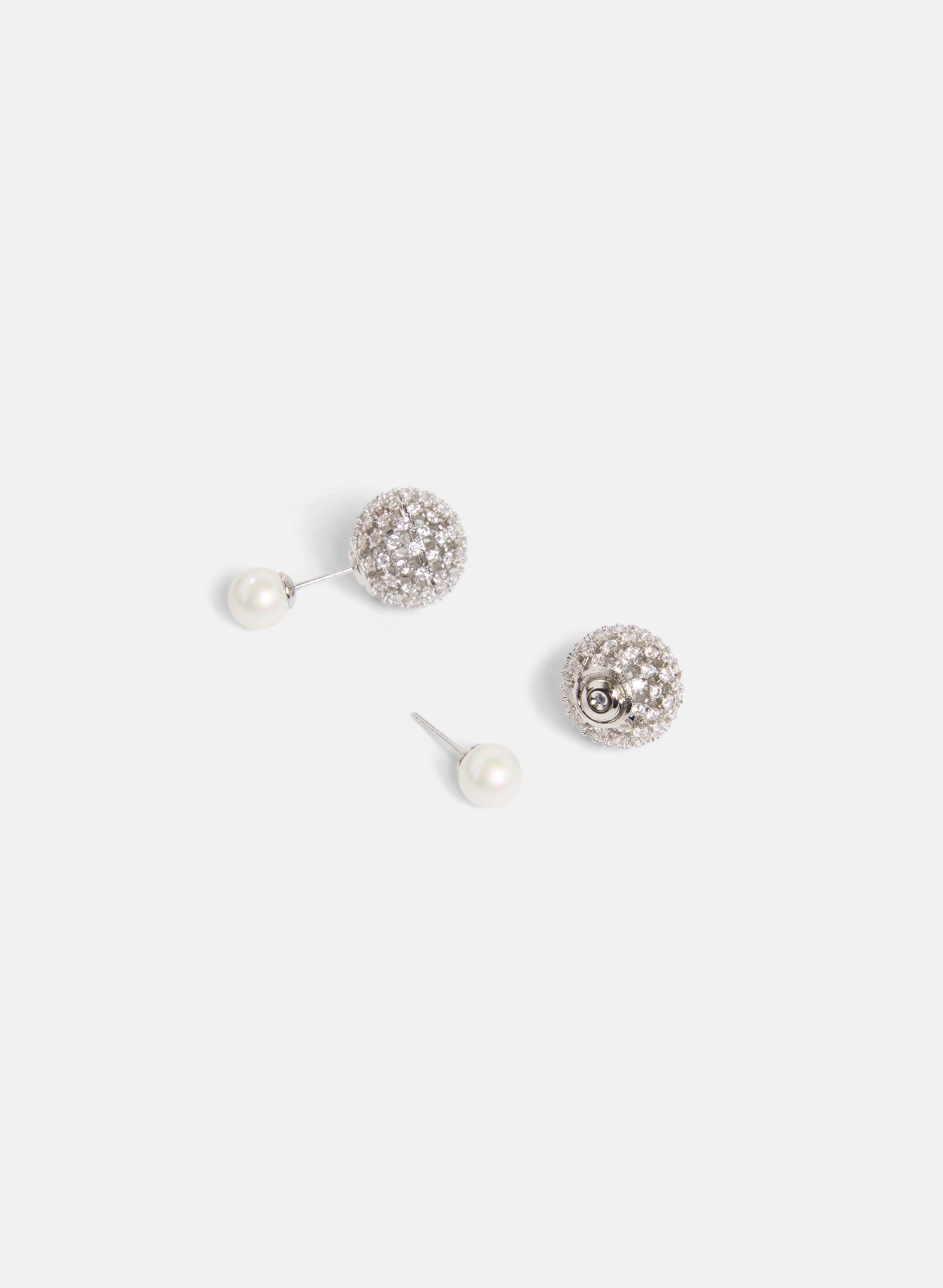 Crystal Front Pearl Back Earrings for Women - Elegant Dangle Drop Earrings for Wedding, Party & Special Occasions