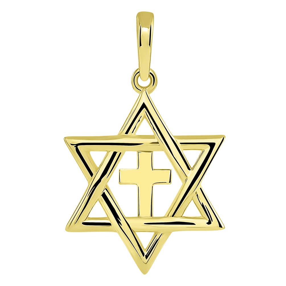 14K Yellow Gold Star of David Pendant Necklace - Religious Cross Judeo-Christian Jewelry for Men & Women - Perfect for Hanukkah, Christmas Gifts & Spiritual Occasions