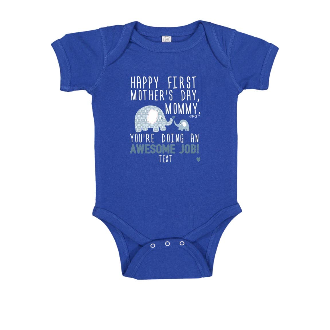 Personalized First Mother's Day Gift - Blue Elephant Baby Bodysuit for New Moms | Cute Outfit for Baby Shower, Photo Shoots & Special Occasions
