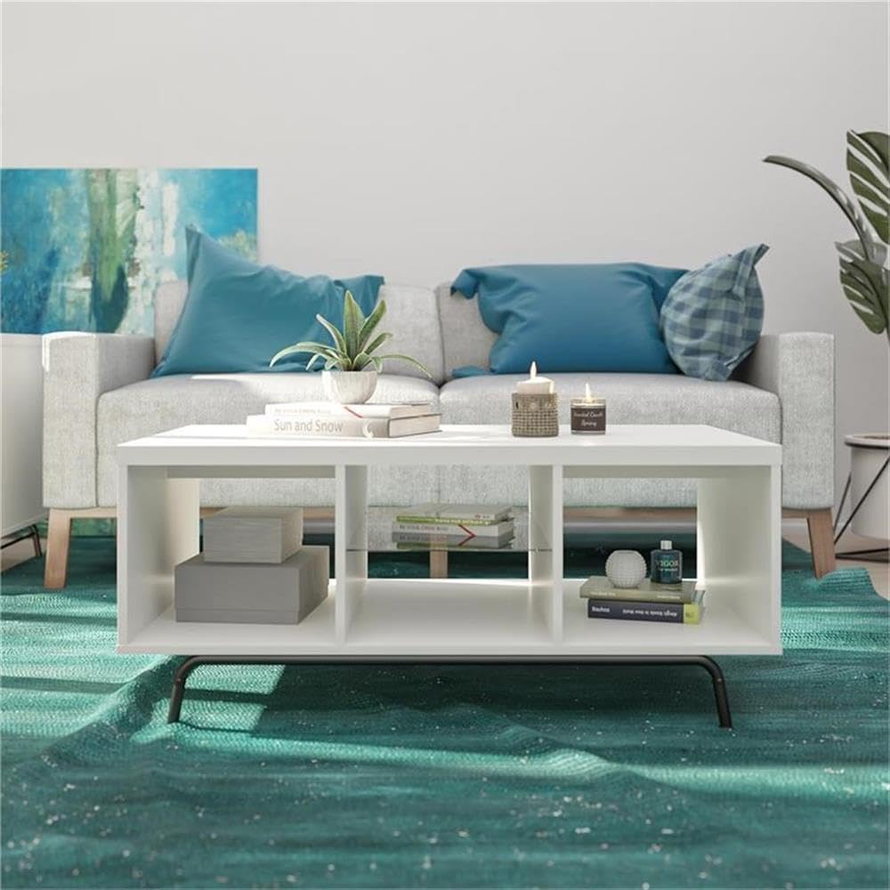 Ameriwood Home Melbourne White Coffee Table - Modern Living Room Furniture for Small Spaces, Home Decor, and Entertainment Centers