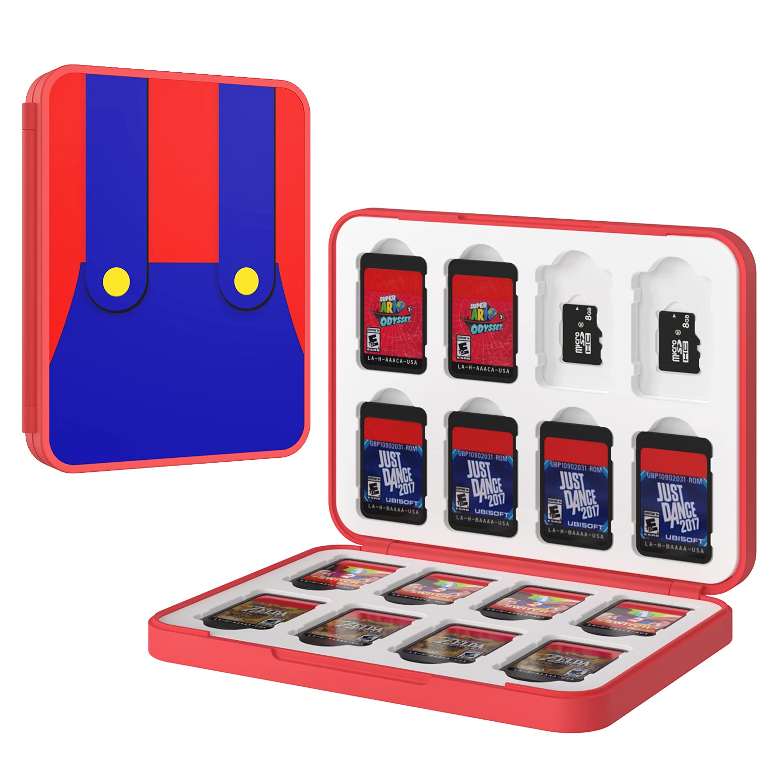 MoKo 16 Game Card Case for Nintendo Switch/Switch Lite/Switch OLED - Portable SD Card & Game Cartridge Storage Holder Box (Mario Red) | Perfect for Travel, Gaming Parties & Switch Accessory Organization