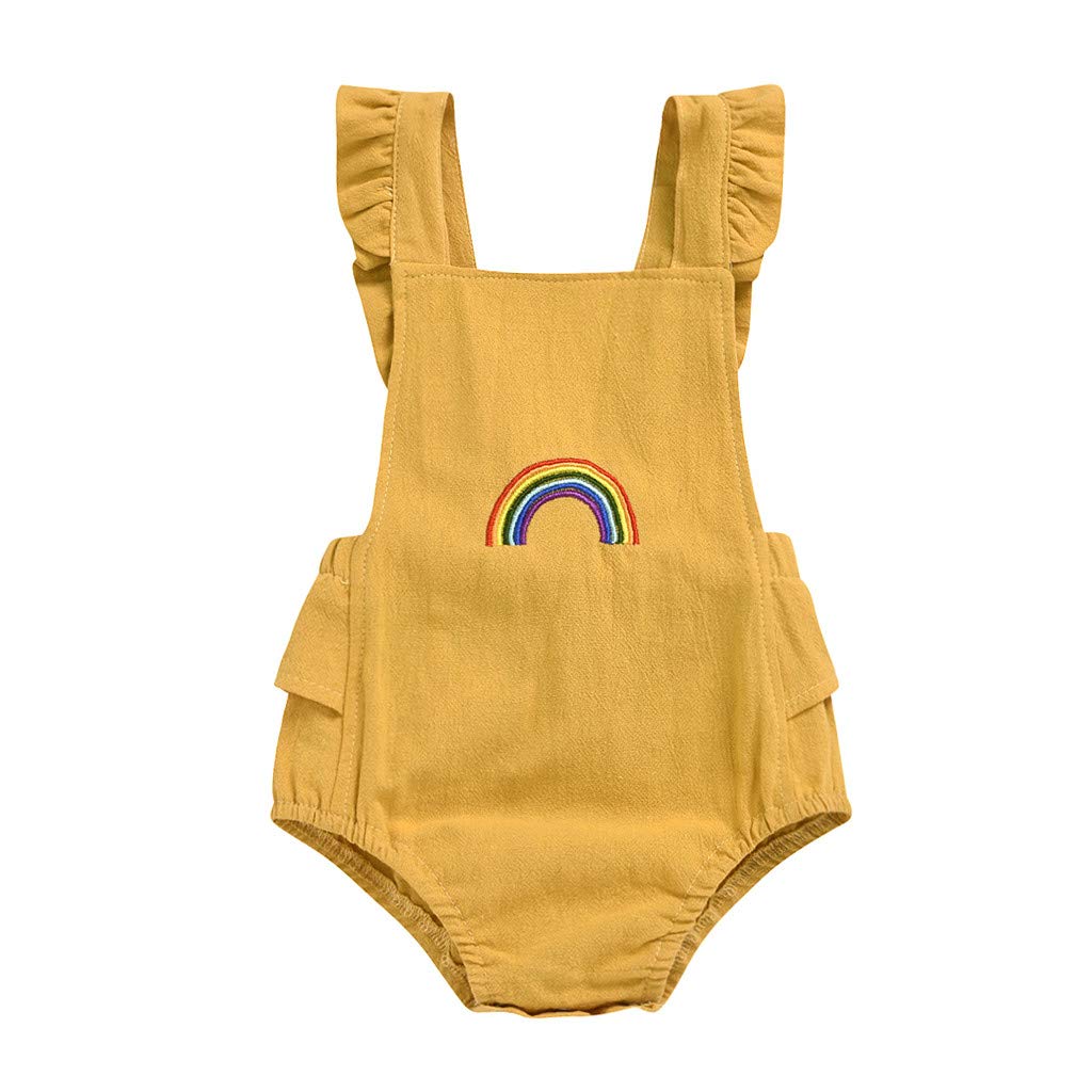 eipogp Newborn Baby Girls Ruffle Sleeveless Romper Bodysuit - Soft Cotton Infant Jumpsuit for 0-24 Months | Perfect for Summer, Photo Shoots & Casual Outfits
