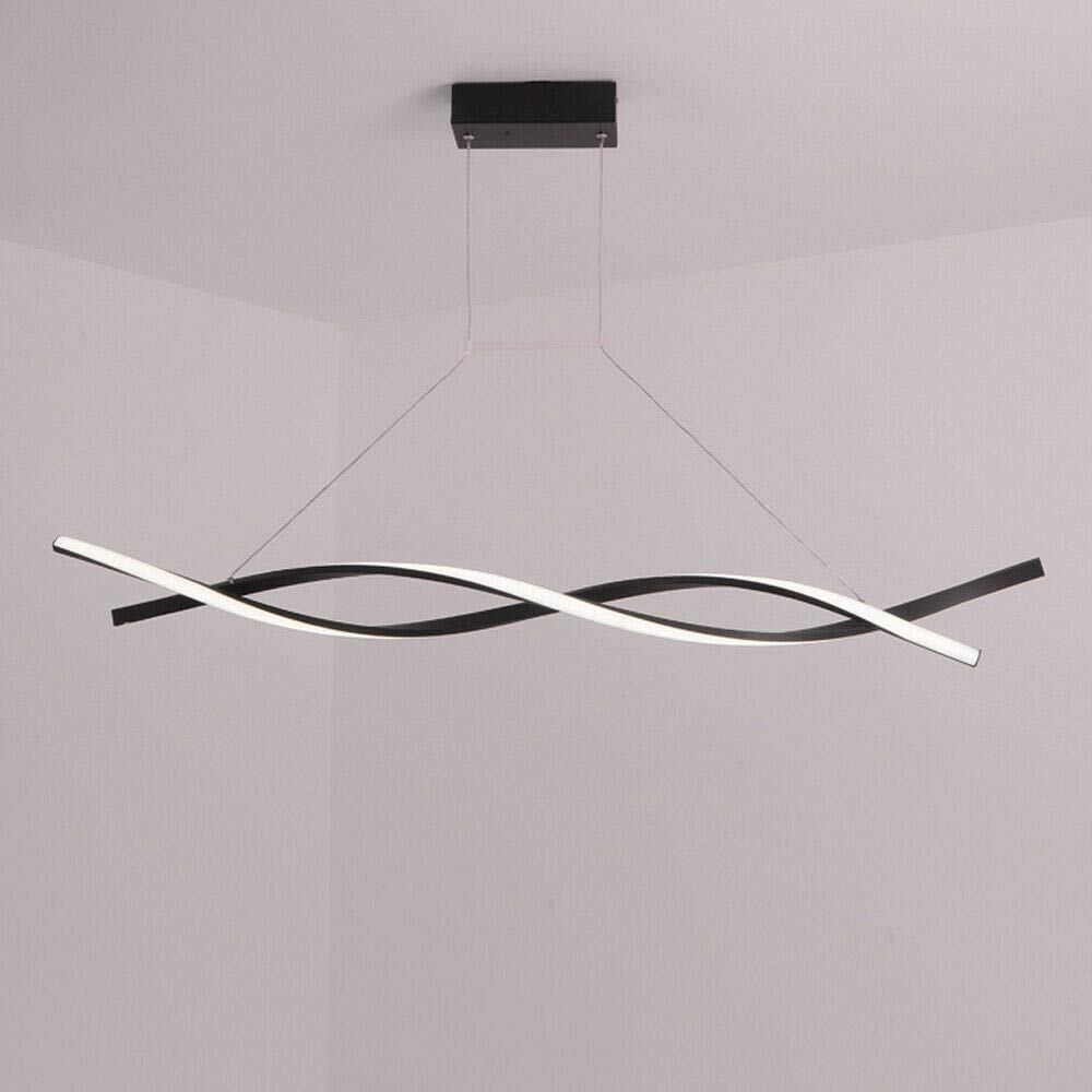 Modern Wave LED Pendant Light with Dimmable Remote Control - Contemporary Hanging Chandelier for Kitchen Island, Dining Room & Living Room Lighting - Energy Efficient LED Fixture for Home Decor