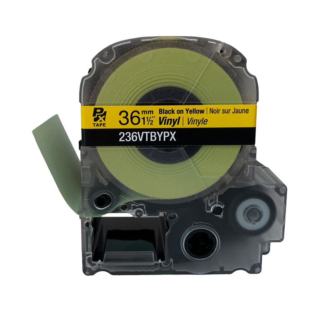Epson 1 1/2 Inch Black on Yellow Vinyl Tape 236VTBYPX - High Visibility Labeling for Industrial, Warehouse & Office Organization