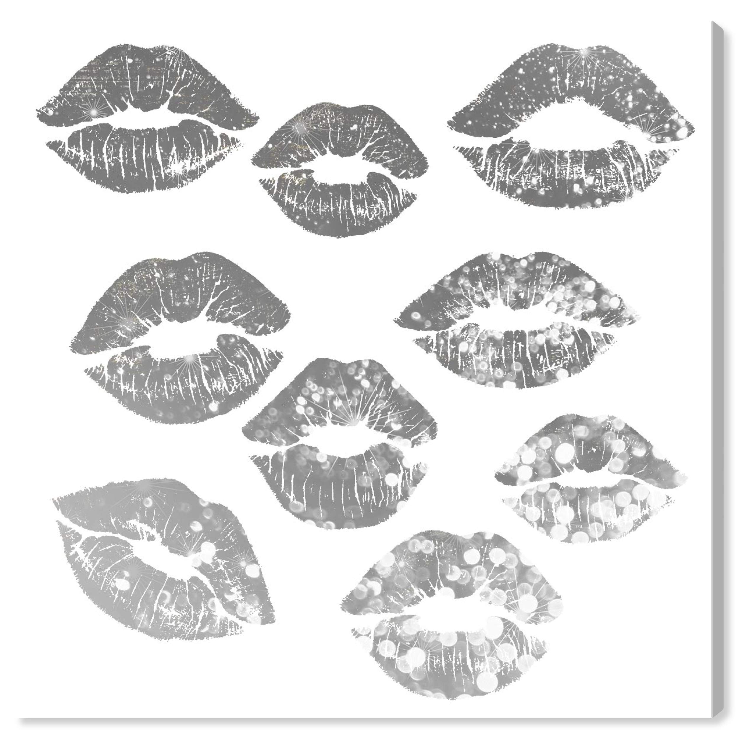 Oliver Gal Artist Co. 'Signs of Love Platinum' 30x30 Inch Gray & White Fashion Wall Art Canvas Print - Elegant Home Decor for Living Room, Bedroom & Office