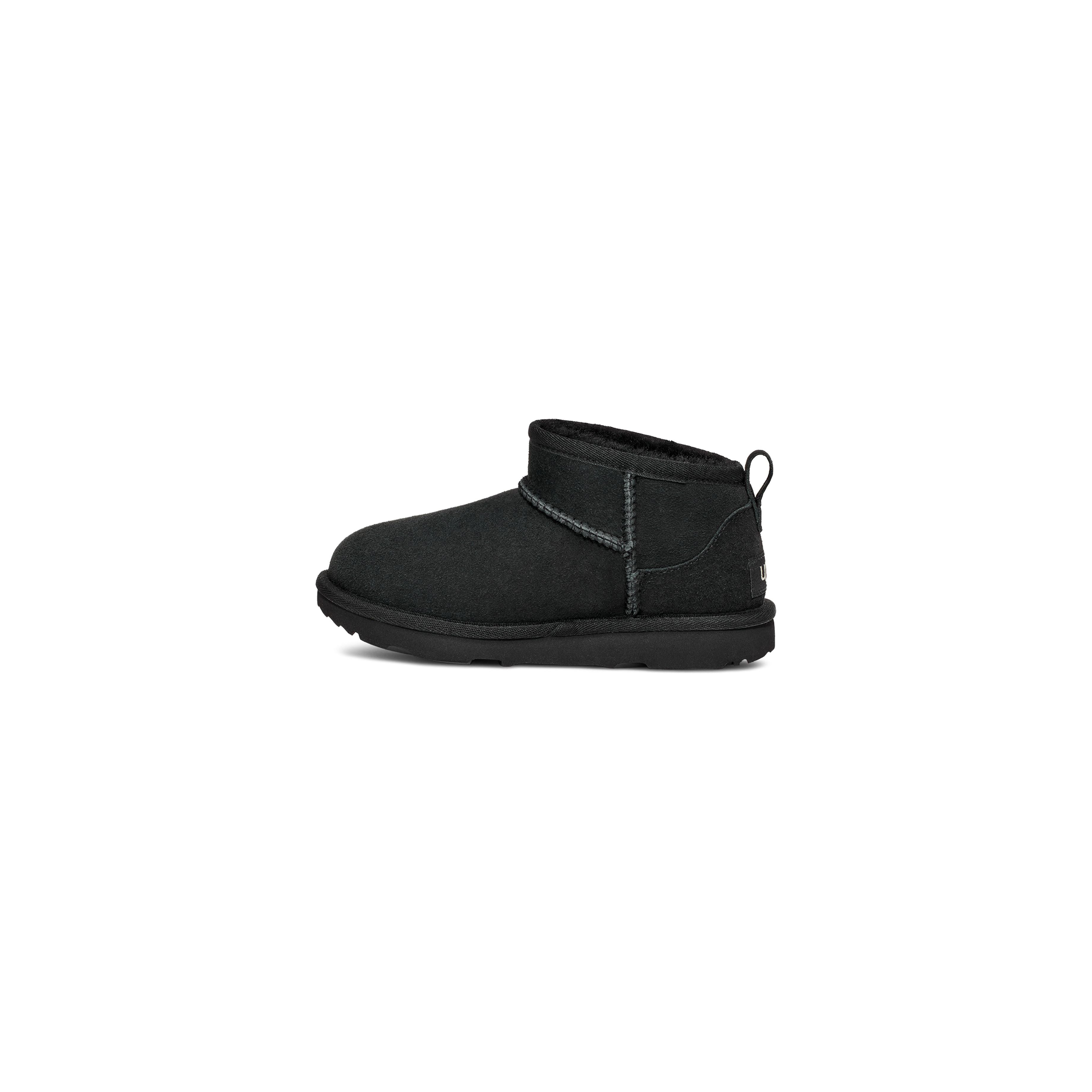 UGG Kids' Classic Ultra Mini Boots in Black - Warm & Comfortable Winter Boots for Girls & Boys - Perfect for School, Play & Snow Days