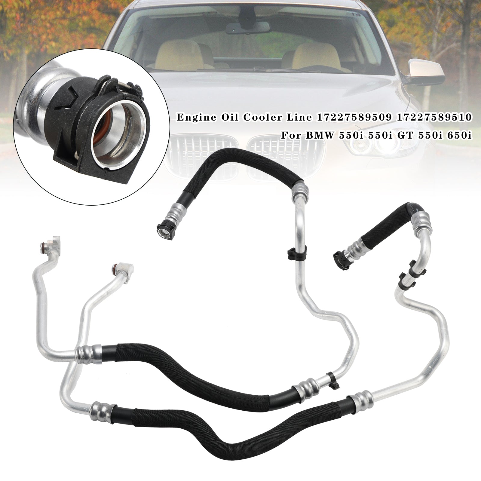 BMW 7 Series Engine Oil Cooler Line 17227589509 17227589510 - Compatible with 2007-2015 Models | Perfect for Oil System Maintenance & Performance Upgrades