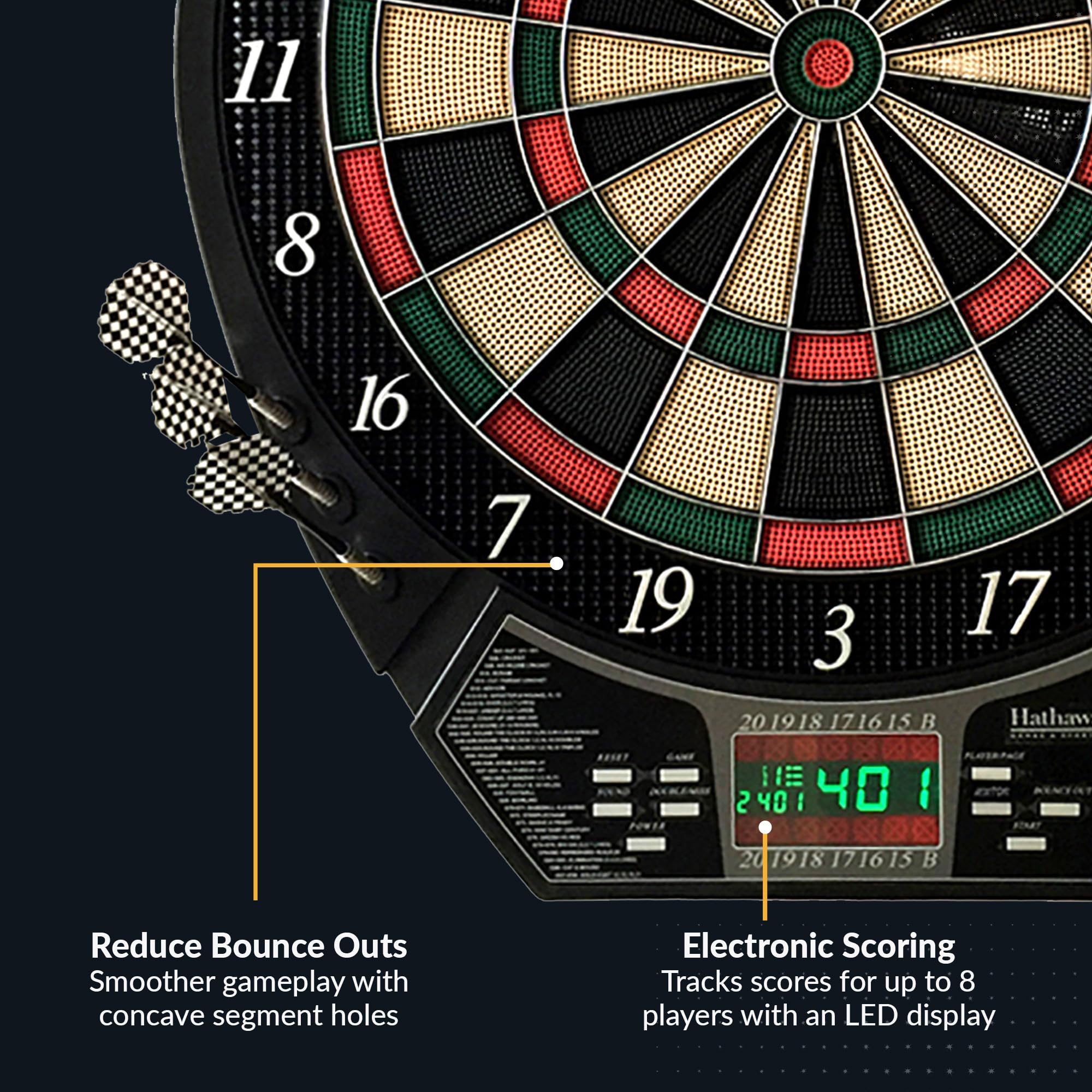 Hathaway Magnum Electronic Soft Tip Dartboard - Black & Multi Color | Perfect for Home, Office, Bar & Game Room Entertainment