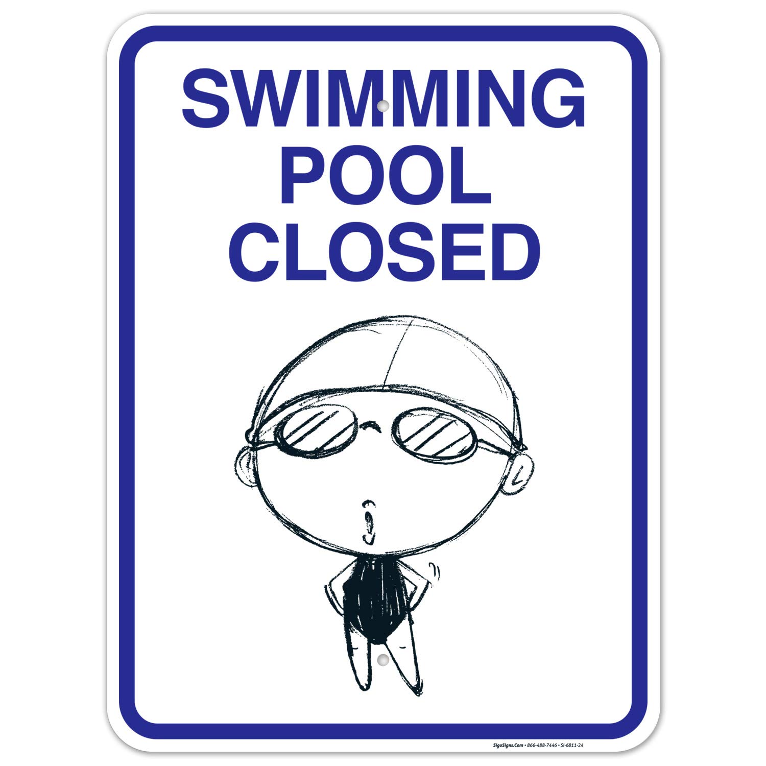 Pool Closed Sign - 18x24 Inches Rust-Free .063 Aluminum No Swimming Sign, Fade Resistant for Indoor/Outdoor Use - Ideal for Public Pools, Hotels, Water Parks & Community Centers, Made in USA