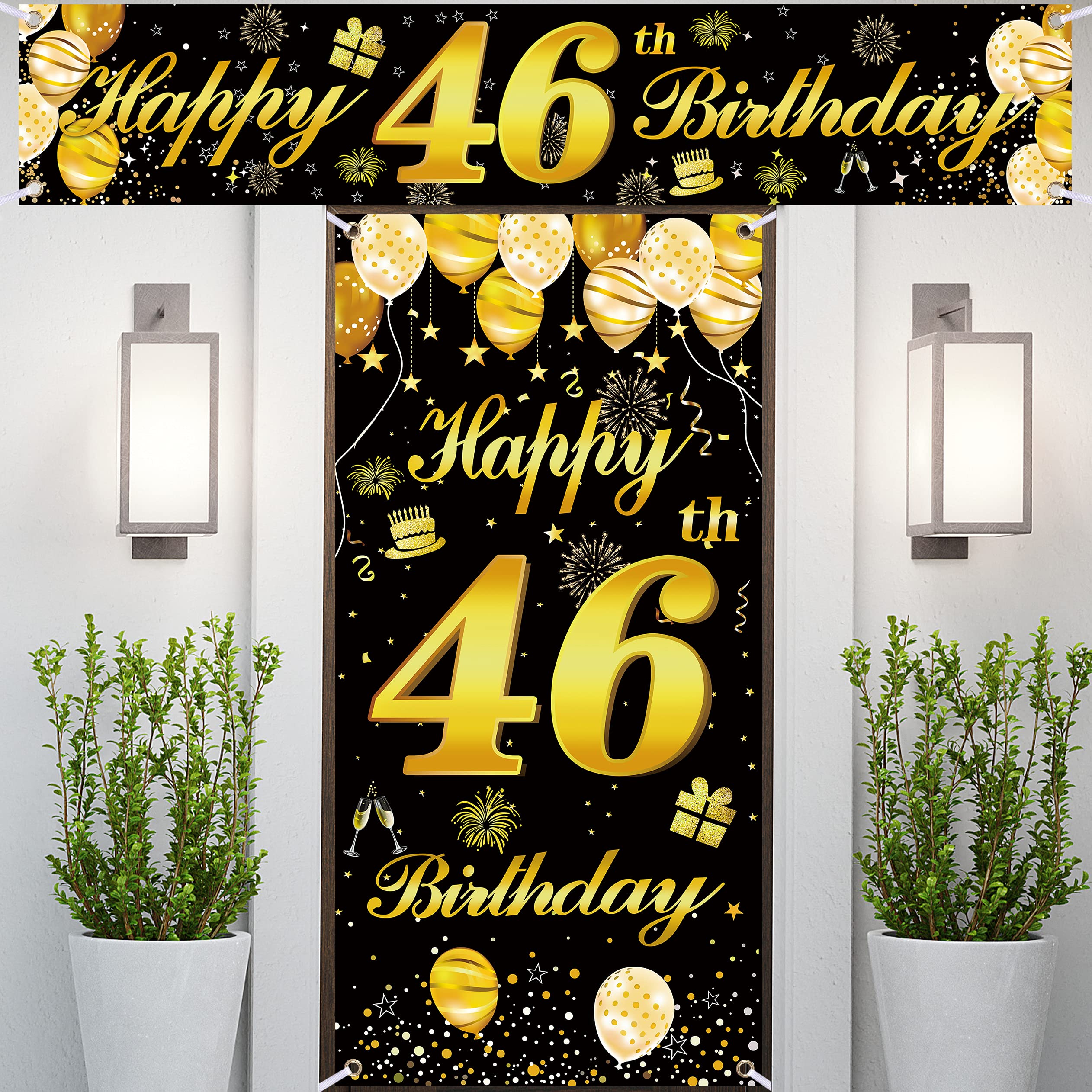 46th Happy Birthday Banner for Men - Premium Birthday Party Decorations & Backdrop - Perfect for Home, Office, or Surprise Party Decor
