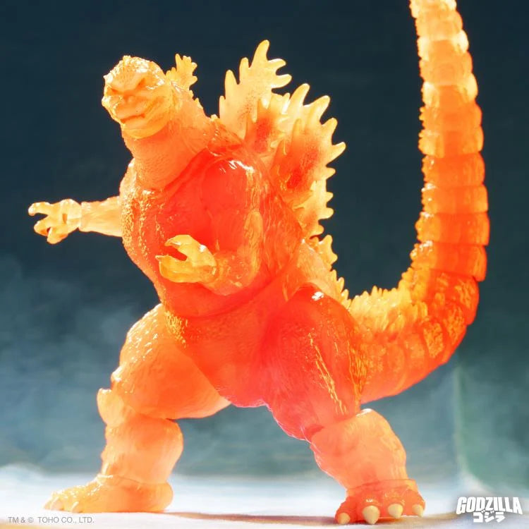 Godzilla vs. Destoroyah ULTIMATES! Blazing Godzilla (1200° Clear Orange) Action Figure - Collectible Movie Monster Toy for Display & Battles