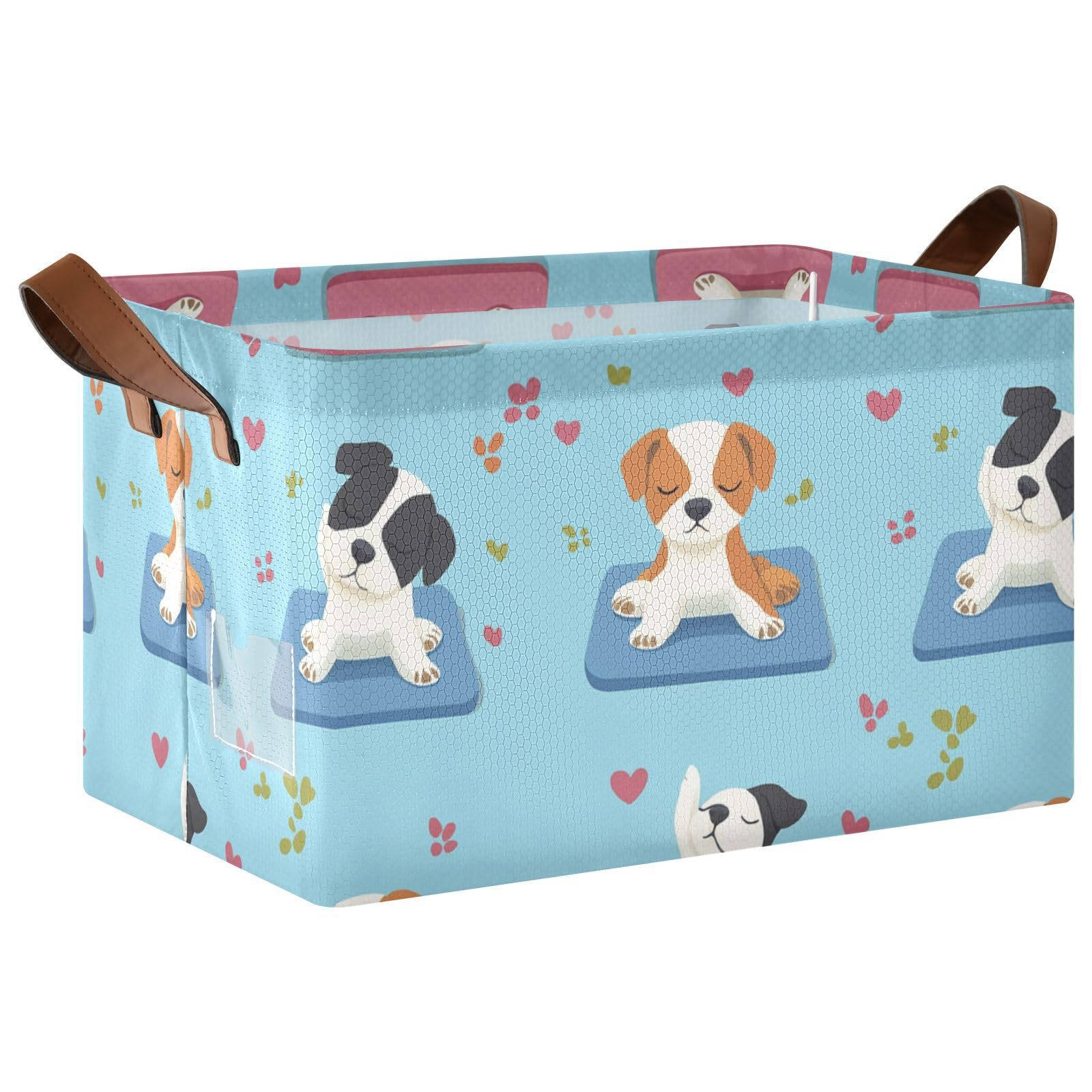 Large Blue Storage Baskets for Dogs - 2 Pack Foldable Cube Bins with Handles for Makeup, Books & Shelves | Perfect for Living Room, Bedroom & Office Organization