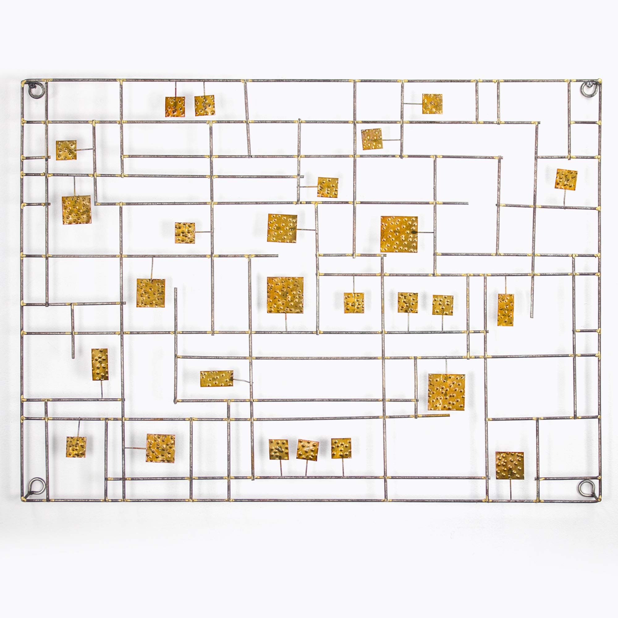 B.J. Keith Abstract Metal Wall Art Decor - Modern Home & Office Wall Hanging - 28x21 Inches - Handcrafted Geometric Wall Sculpture for Living Room, Bedroom, Dining Room Decor
