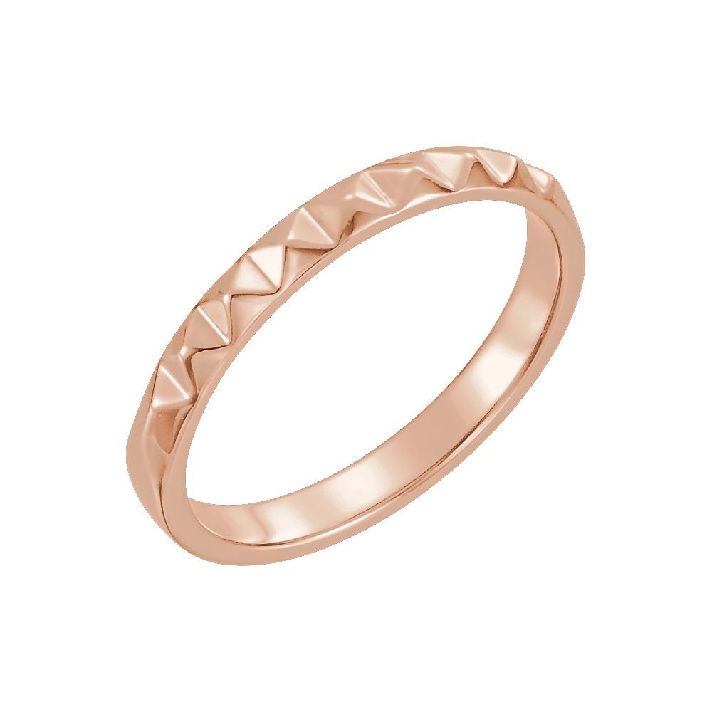 14K Rose Gold Stackable Pyramid Ring for Women - DiamondJewelryNY | Elegant Layering Rings for Everyday Wear & Special Occasions