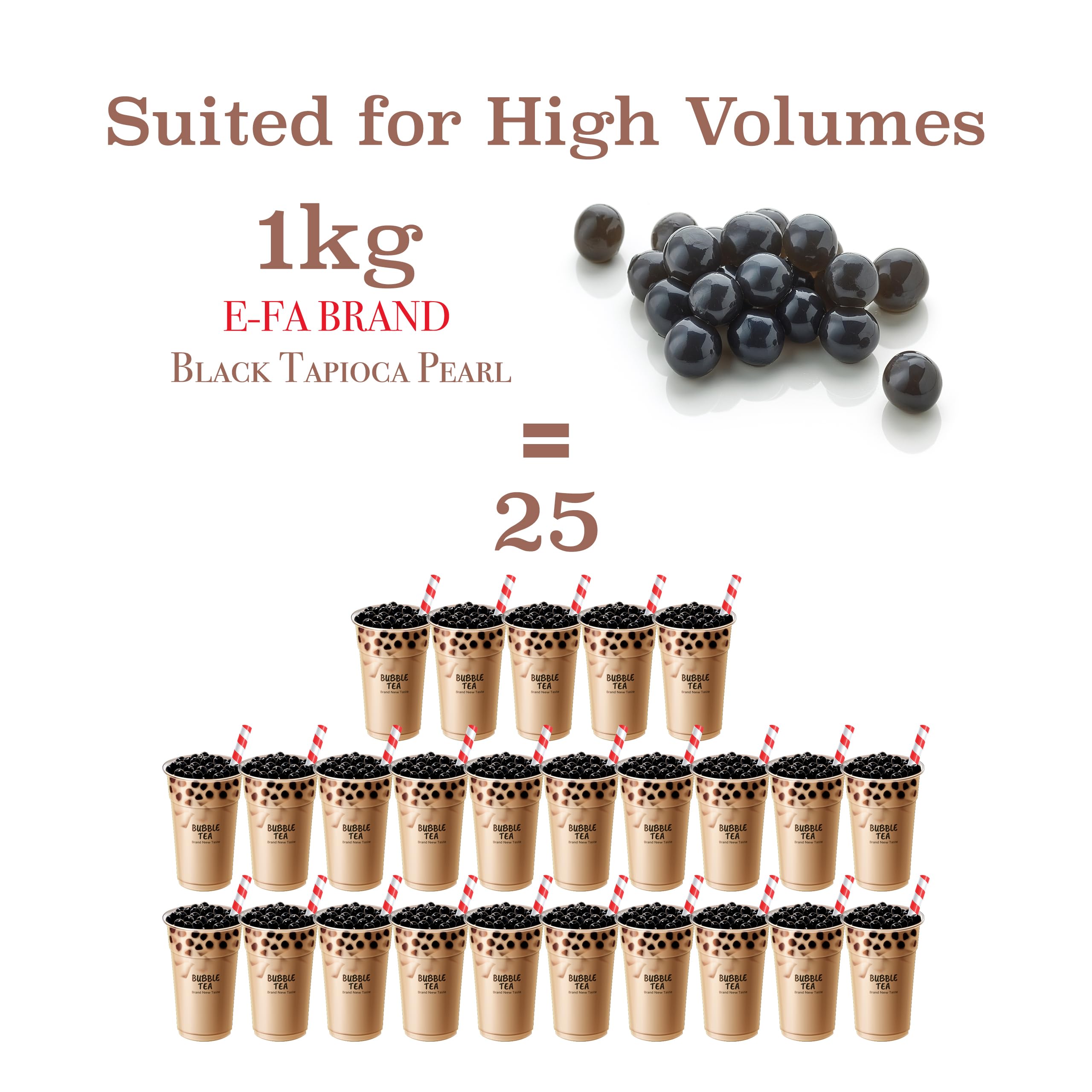 E-FA BRAND Boba Black Tapioca Pearls for Bubble Tea - Ready in 3-5 Minutes (Microwave or Stovetop) - 2.2 LB Pack of 2 - Perfect for Homemade Bubble Tea, Milk Tea, Desserts & Party Snacks