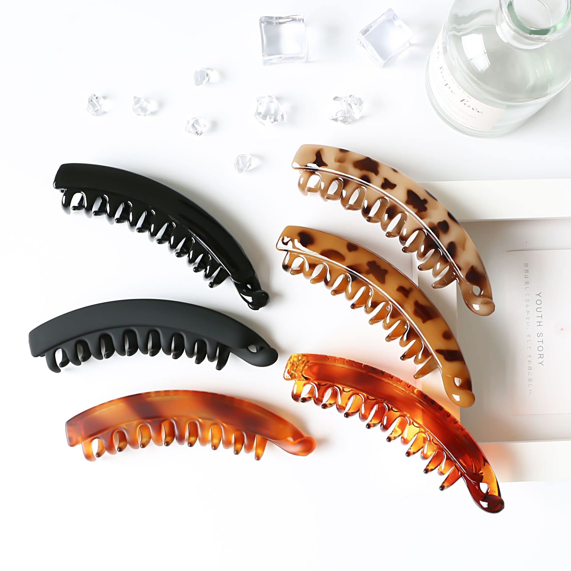 Non-Slip Banana Hair Clips for Women - 5 Pack Large Hair Clips for Thick, Fine or Curly Hair - Perfect for Ponytails, Updos & Everyday Styling