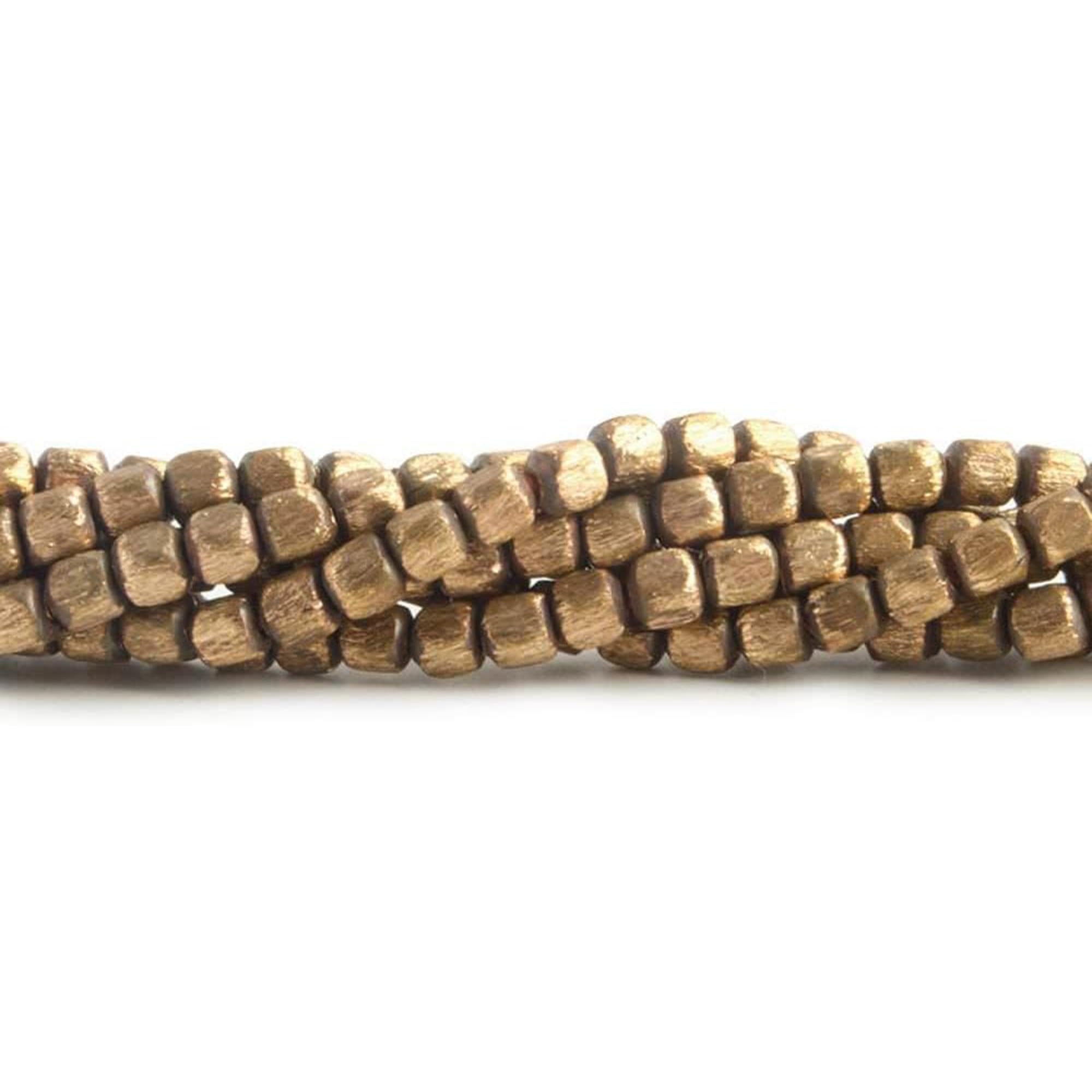 3mm Raw Copper Brushed Cube Beads - Jewelry Making Supplies for Bracelet, Necklace, Earrings & Anklet - DIY Charms & Craft Projects - 8 Inch Strand (116pcs) - Perfect for Bohemian Style, Handmade Gifts & Beading Workshops