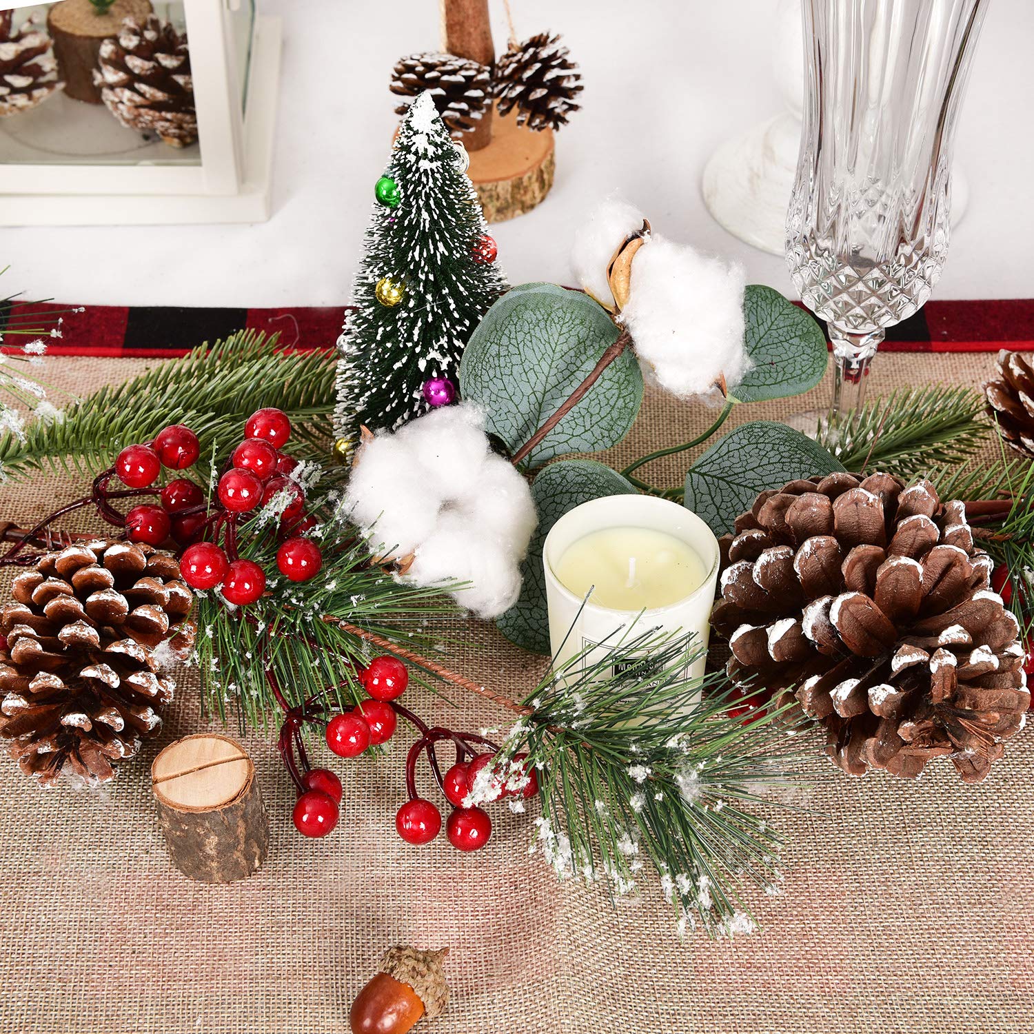 6FT Artificial Christmas Pine Garland with Berries, Pine Cones, Spruce & Eucalyptus Leaves - Winter Greenery Decor for Fireplace, Table Runner, Centerpiece, Holiday Home & Office Decoration