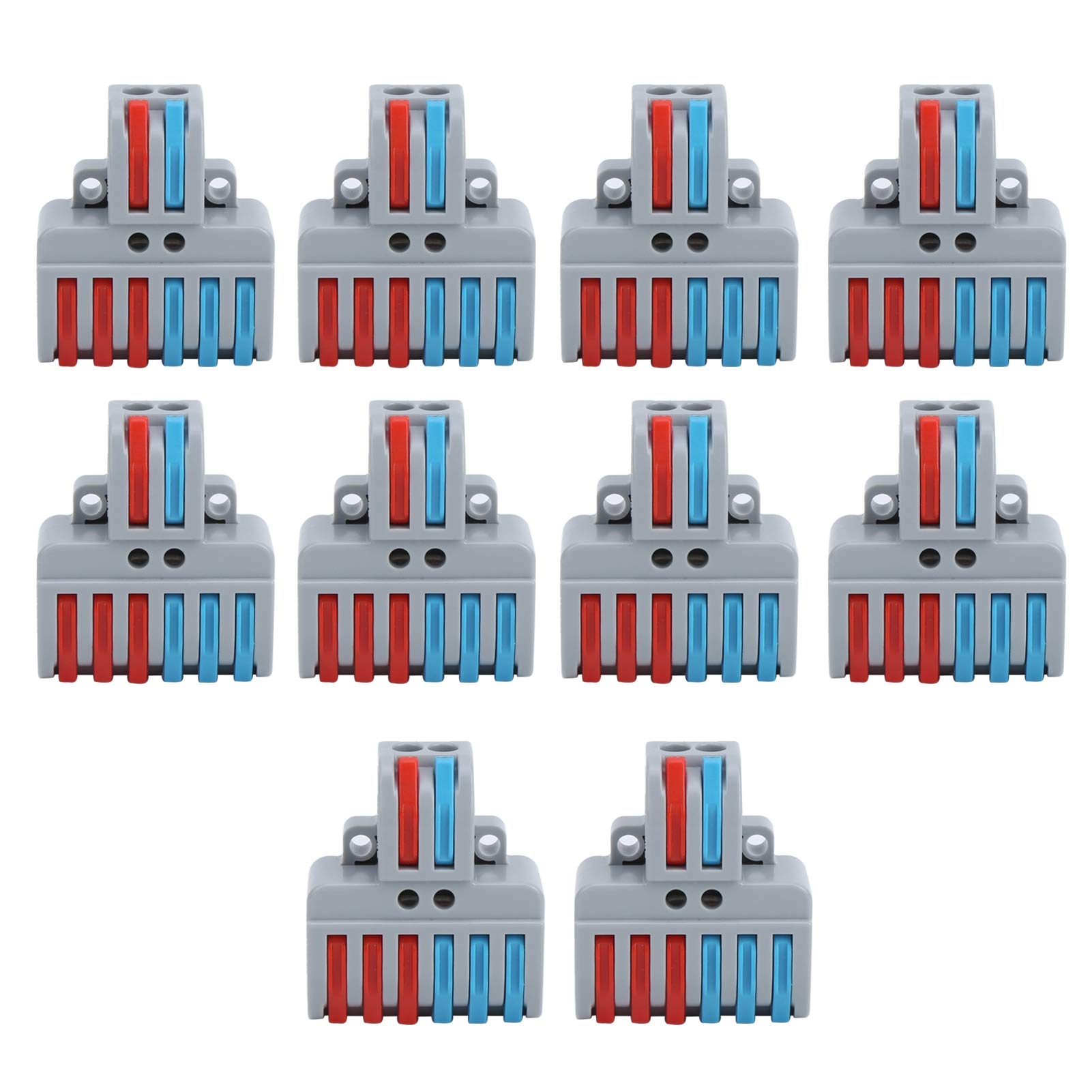 10pcs LT-623 ABS Plastic Terminal Blocks - 2 Inlet 6 Outlet Electric Cable Connectors for Home Wiring, DIY Projects & Electrical Repairs | Durable Wiring Connectors for Secure Connections