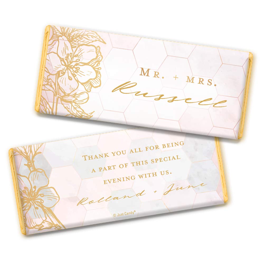 Personalized Botanical Wedding Candy Wrappers for Candy Bars - Set of 25 - Perfect for Bridal Showers, Wedding Favors & Special Events