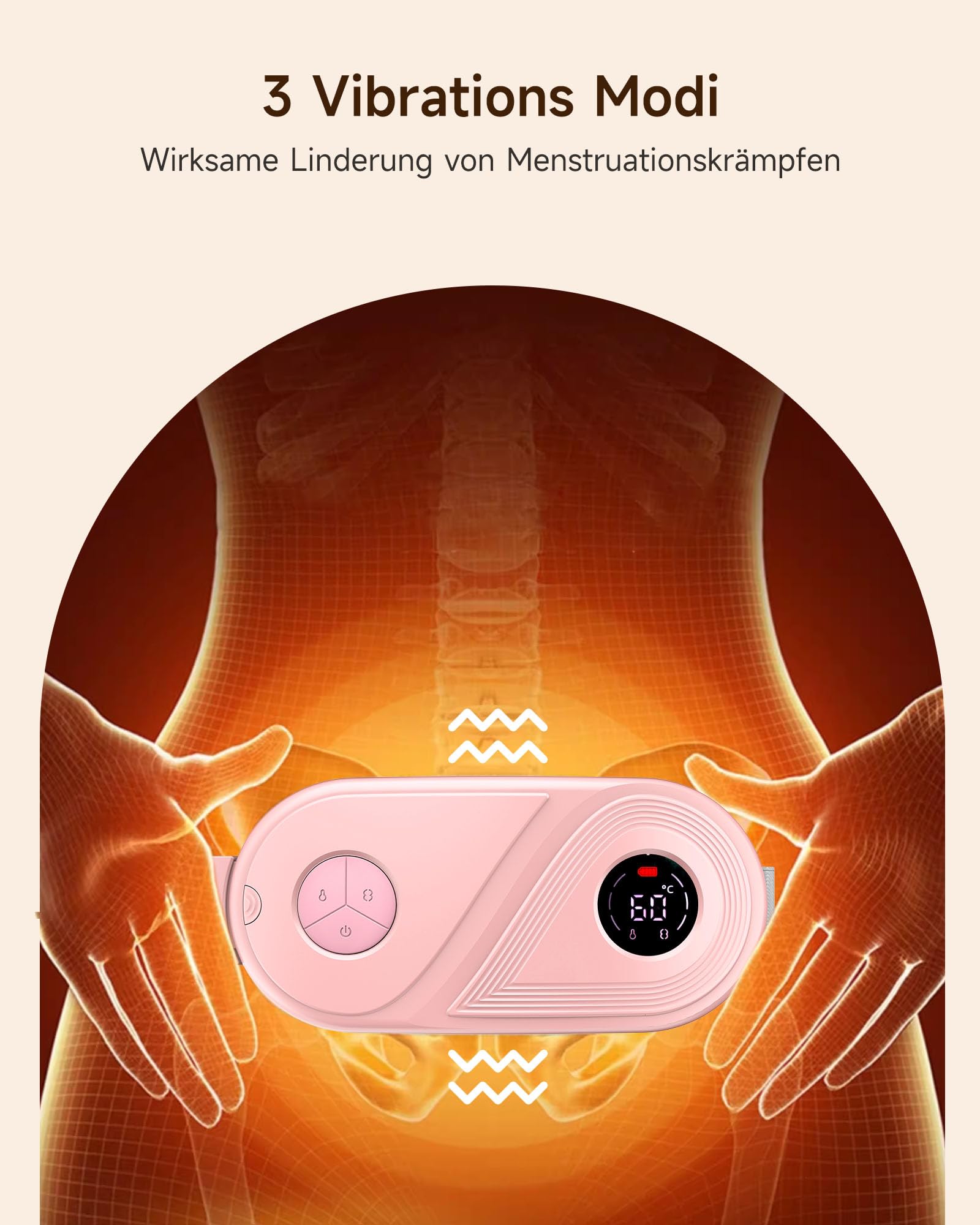 ALLJOY Electric Heating Belt for Women - 3 Heat & 3 Vibration Modes, Wireless Period Pain Relief, Rechargeable Menstrual Cramp Soother for Back & Abdomen - Perfect for Home, Office & Travel Use