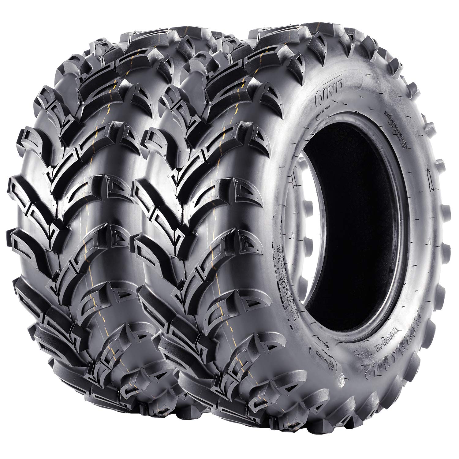 25x8-12 ATV/UTV Tires 6PR - Heavy Duty All Terrain Tires with 15mm Deep Tread for Trail, Sand, Mud & Off-Road Adventures - Tubeless Set of 2 Tires for Enhanced Traction and Durability - Perfect for Hunting, Farm Work and Outdoor Exploration
