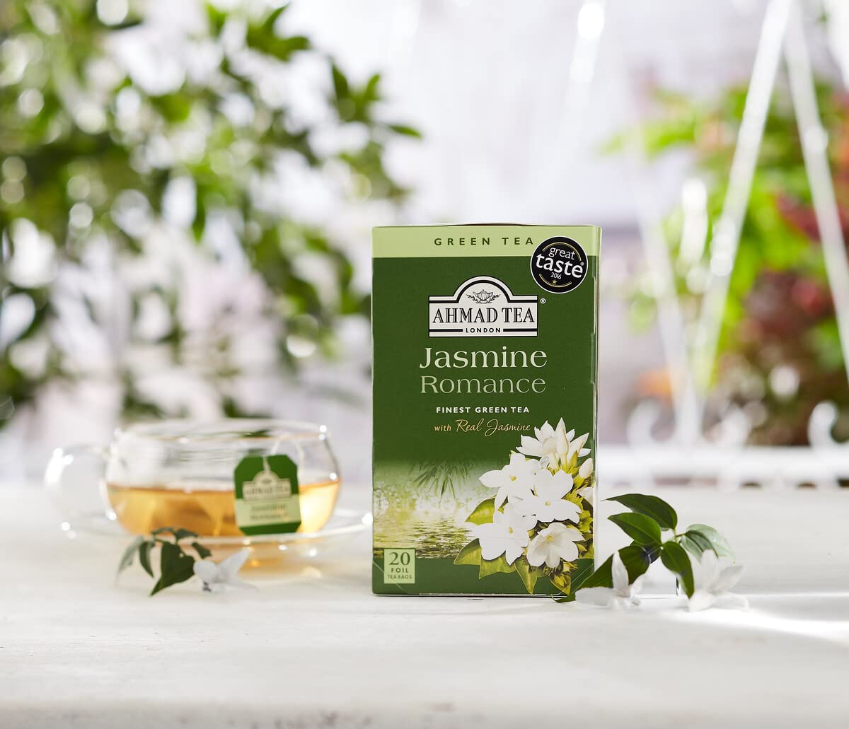Ahmad Tea Jasmine Romance Green Tea - 20 Tea Bags per Box (Pack of 6) | Premium Floral Jasmine Green Tea for Relaxation & Afternoon Tea Time
