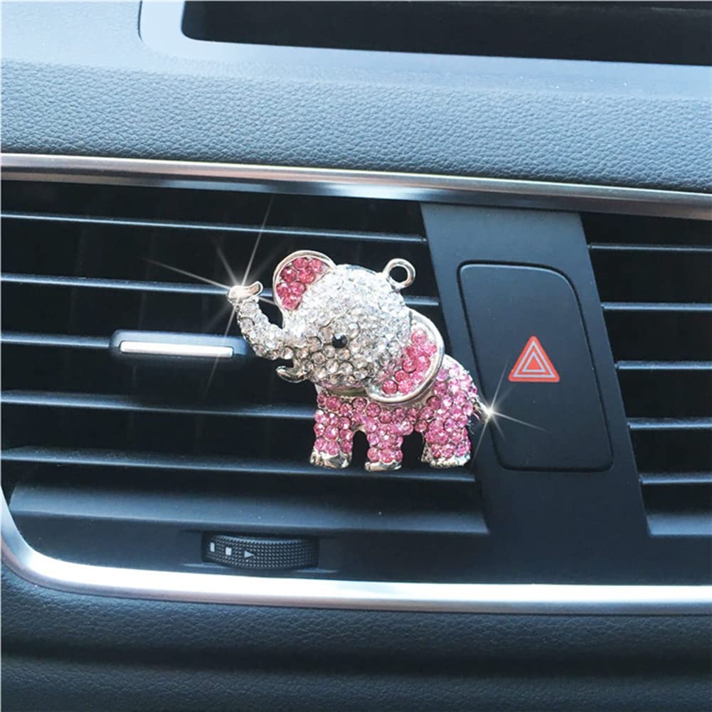 Zcargel Bling Bling Elephant Rhinestone Car Vent Diffuser Clip - Car Perfume Holder & Aromatherapy Diffuser for Women - Elegant Auto Interior Decor Accessory for Sedan, SUV, Truck (Perfect for Gifts, Travel & Office Commute)