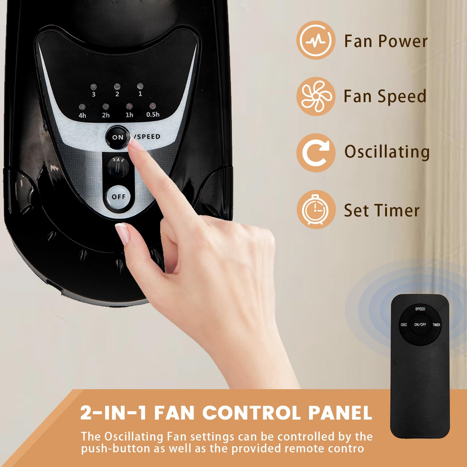 18 Inch Wall Mount Fan with Remote - 3-Speed Oscillating Quiet Fan with 5 Blades, Adjustable Tilt & Timer - High Velocity Wall-Mounted Fan for Bedroom, Gym, Office, Warehouse, Garage (Gold) - Perfect for Cooling Large Spaces and Improving Air Circulation
