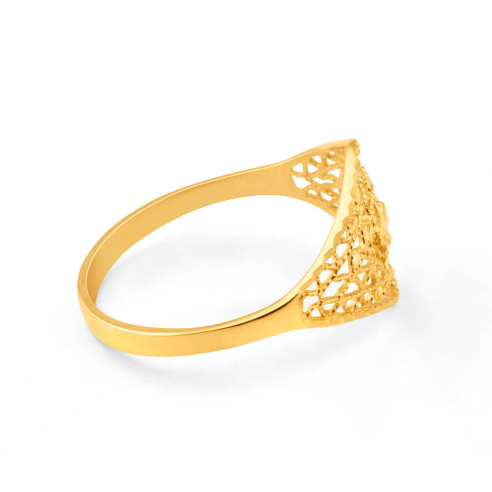 9ct Yellow Gold Alluring Ring for Women - Elegant Dainty Stackable Band - Perfect for Engagement, Wedding, Anniversary & Everyday Wear