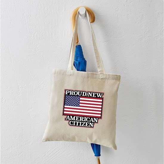 Proud New American Citizen Tote Bag - Natural Canvas Reusable Shopping Bag for Groceries, Beach & Everyday Use | Eco-Friendly & Durable