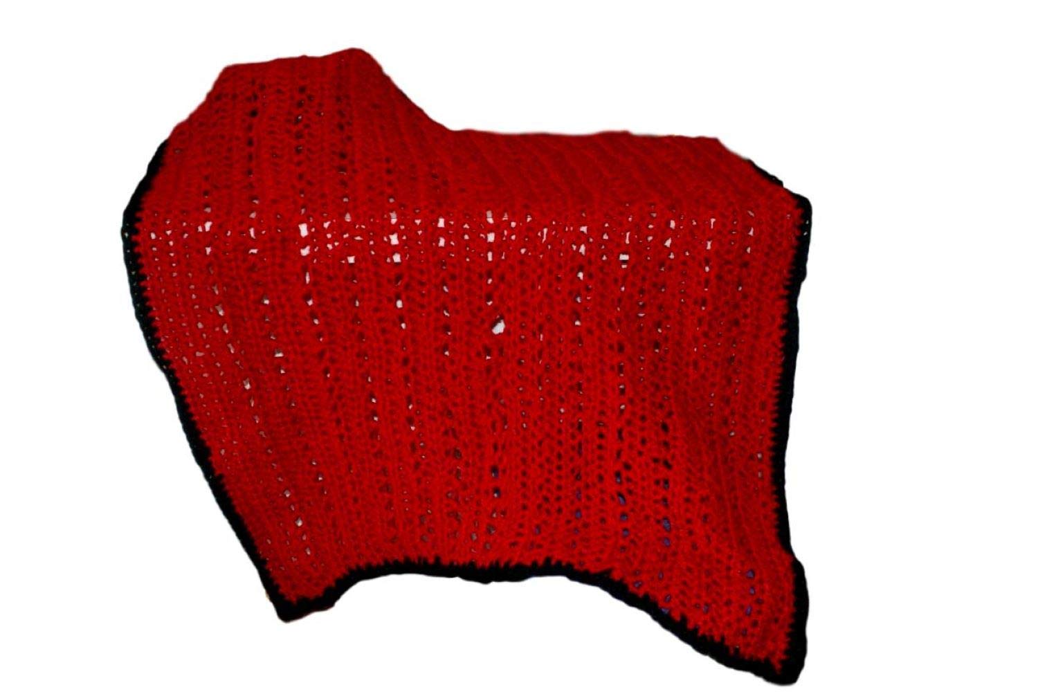 Handmade Crochet Baby Afghan Blanket - Soft Red & Black Knitted Crib Blanket for Newborns, Infants & Toddlers - Perfect for Nursery, Stroller, Swaddle & Photo Props