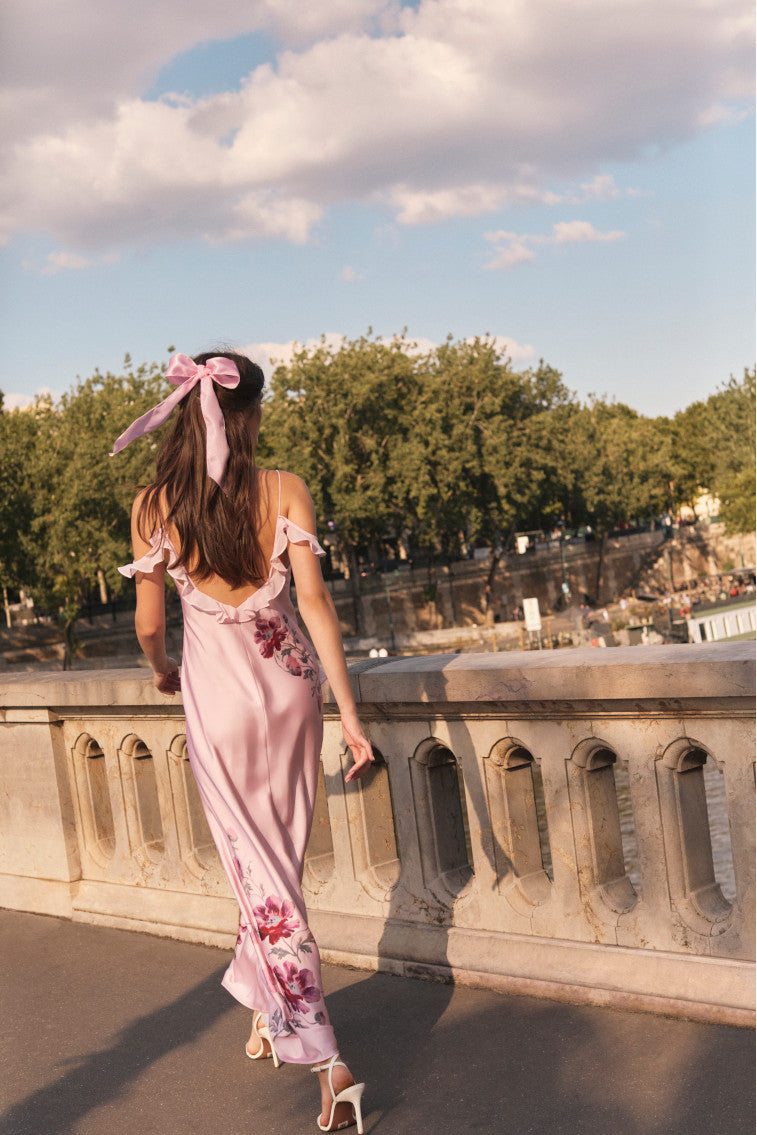 Elegant Silk Floral Maxi Dress for Women - Summer Boho Beach Wedding Guest Dress | Perfect for Vacations, Parties & Special Occasions