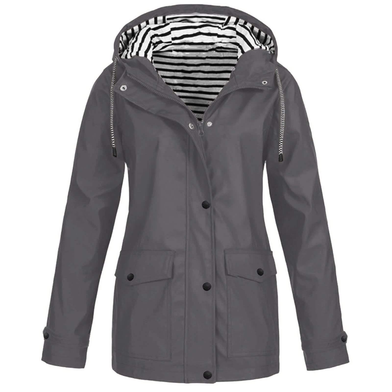 JJHAEVDY Women's Waterproof Hooded Raincoat - Windproof Solid Rain Jacket for Fall & Outdoor Activities | Perfect for Hiking, Commuting & Casual Wear