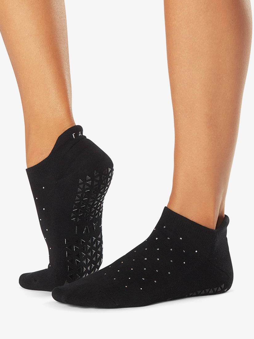 Tavi Noir Savvy Grip Socks - Black Sparkle Non-Slip Yoga Socks for Women - Perfect for Yoga, Pilates, and Home Workouts