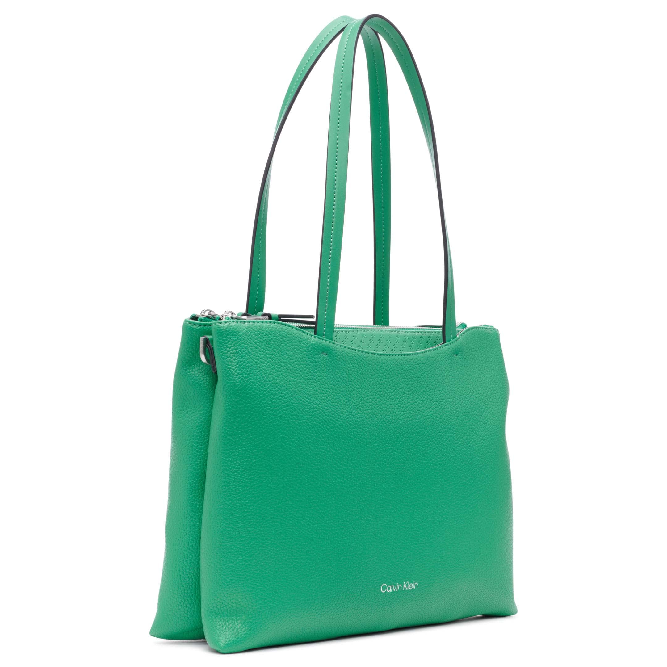 Calvin Klein Chrome Organizational 2-in-1 Tote Bag for Women - Stylish Work & Travel Laptop Tote with Multiple Pockets | Perfect for Office, Commute & Business Trips