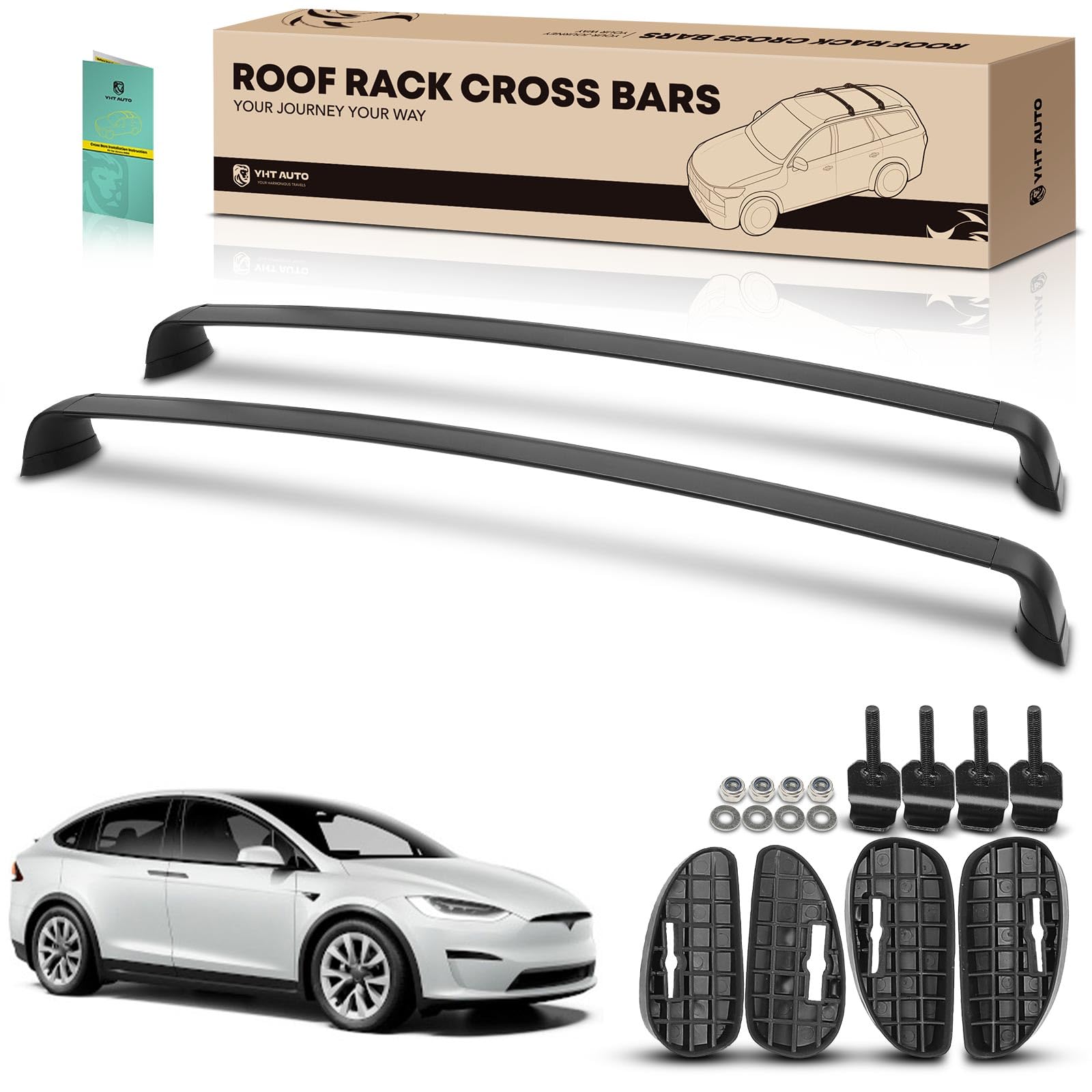Tesla Model Y Roof Rack Cross Bars (2020-2023) - 165 lbs Capacity Aluminum Alloy Cargo Bars for Rooftop Tents, Kayaks, Bikes, Luggage, Snowboards & Canoes | Perfect for Outdoor Adventures & Road Trips