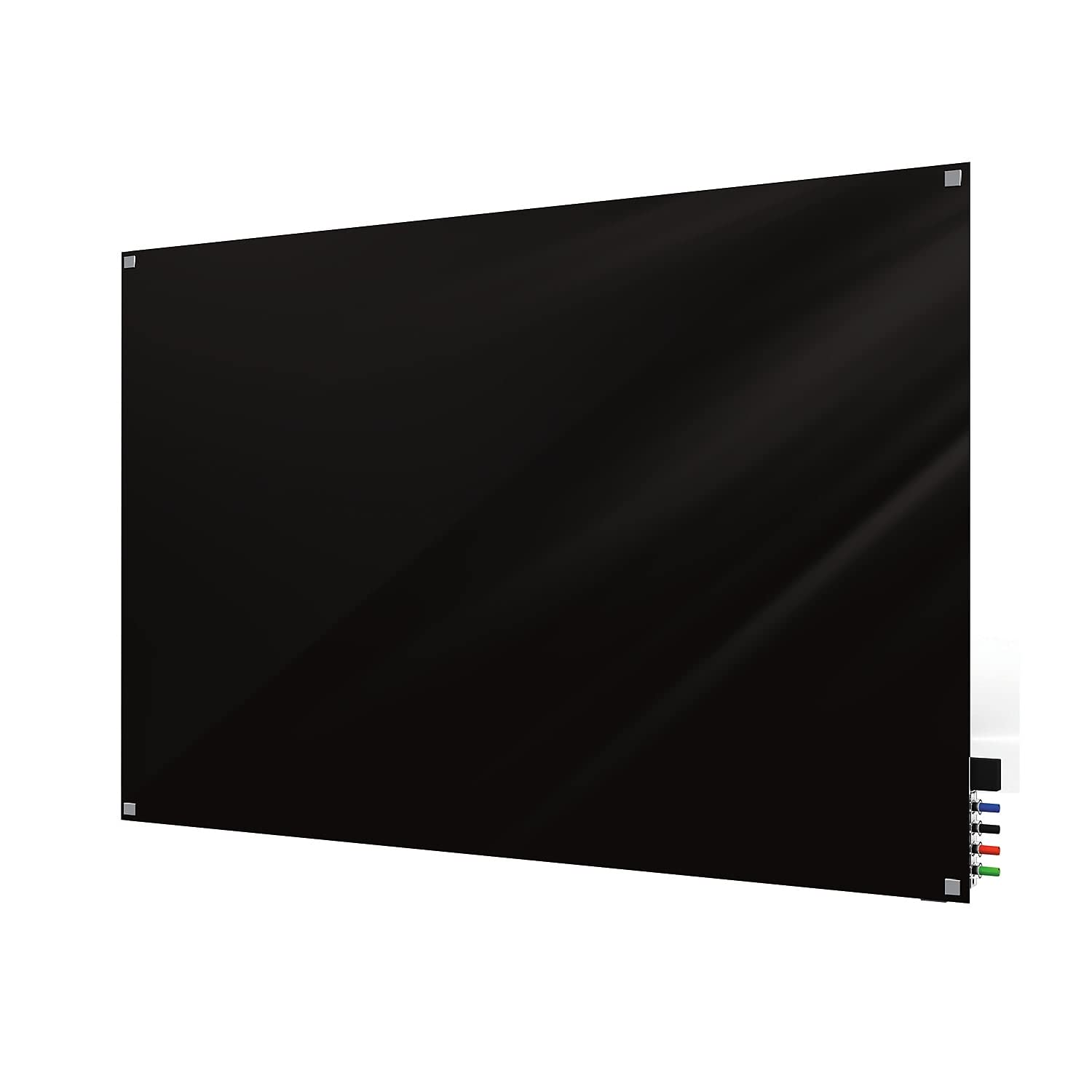 4'x8' Harmony Magnetic Glass Whiteboard - Black Frame, Square Corners - Includes 4 Rare Earth Magnets, 4 Dry Erase Markers & Eraser - Perfect for Office Meetings, Classroom Teaching & Home Organization