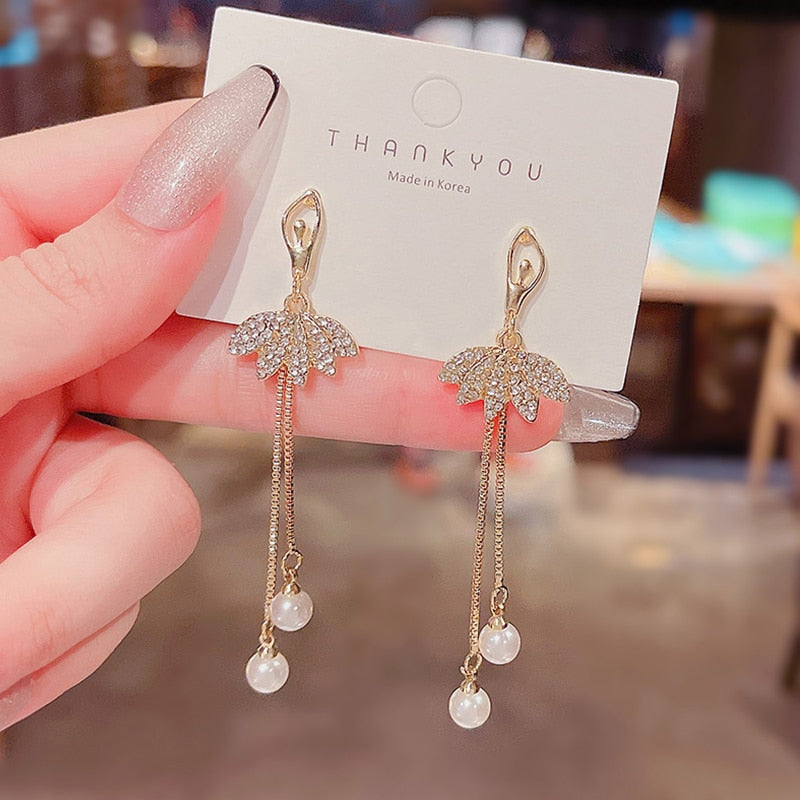 Elegant Women's Long Pearl Tassel Drop Earrings - Perfect for Weddings, Parties & Special Occasions