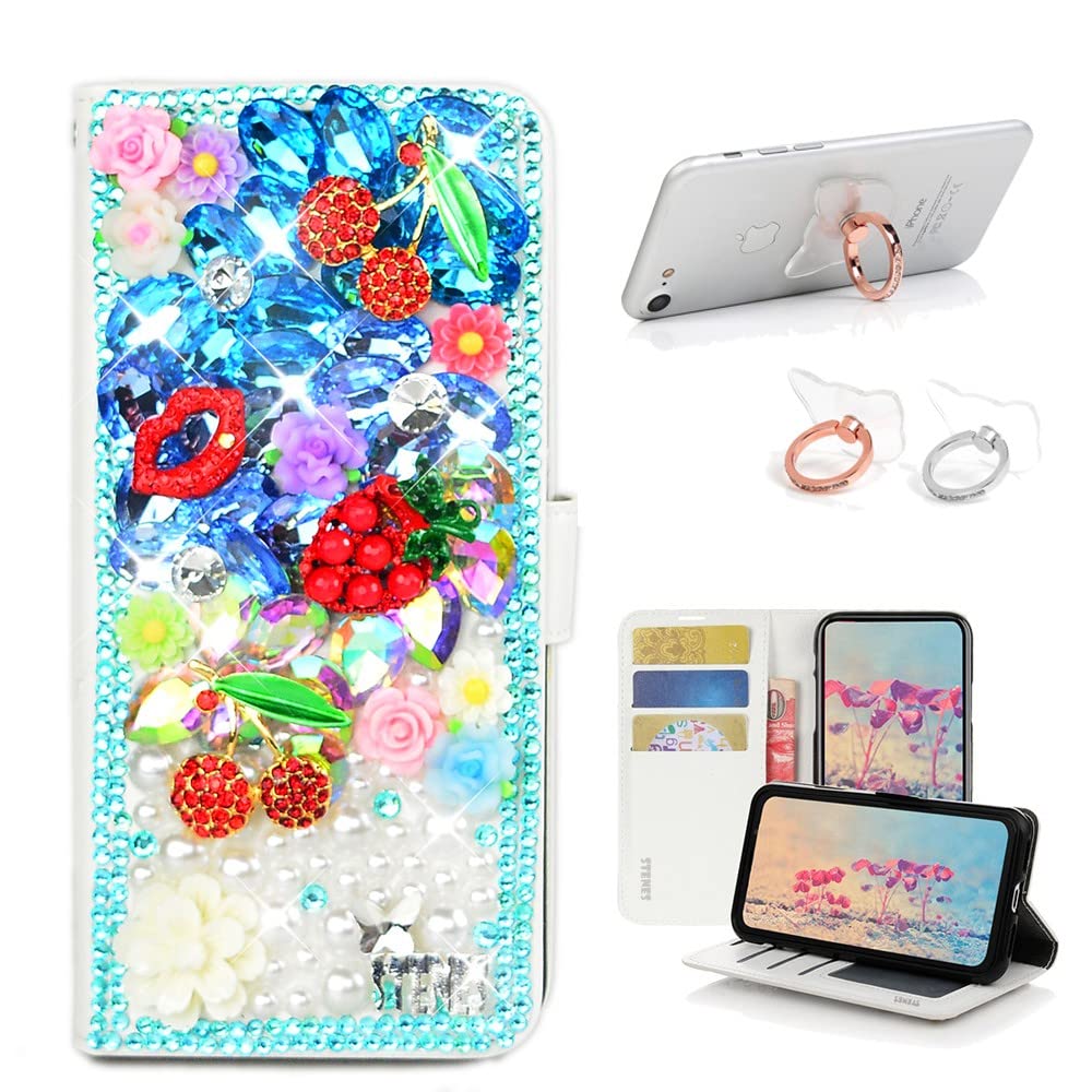 STENES Bling Wallet Case for Moto G Stylus 2021 - 3D Floral Leather Cover with Ring Stand [2 Pack] - Perfect for Daily Use & Travel