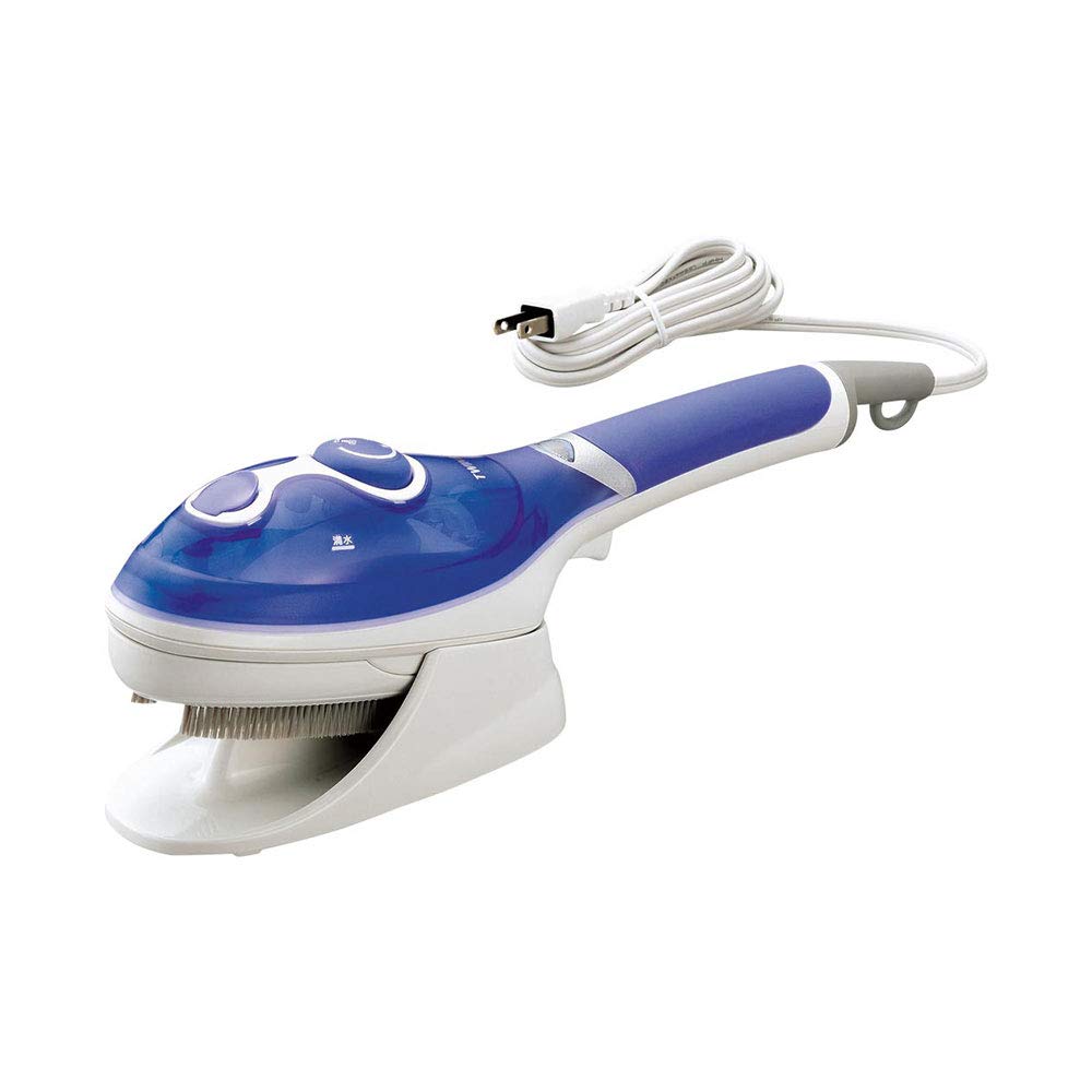 Twinbird SA-408BL Compact Travel Handheld Iron & Garment Steamer - Perfect for Wrinkle-Free Clothes at Home, Office, and Travel
