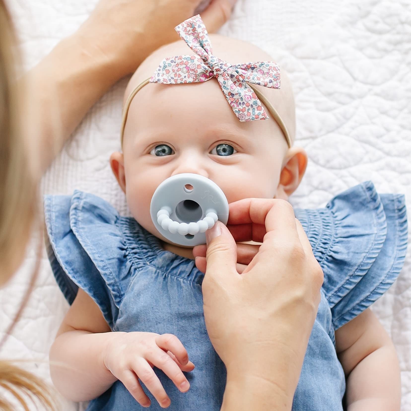 Ryan & Rose Cutie PAT Pacifier Teether - Stage 2 Baby Pacifier, BPA-Free, Soothing Teething Relief (Blue) - Perfect for Infants 6-18 Months, Daycare & Travel Essentials