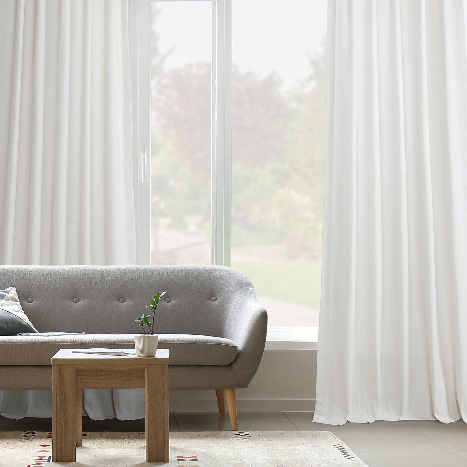 Premium White Dune Textured Cotton Custom Curtains for Living Room & Bedroom - Blackout Window Treatments for Home Decor
