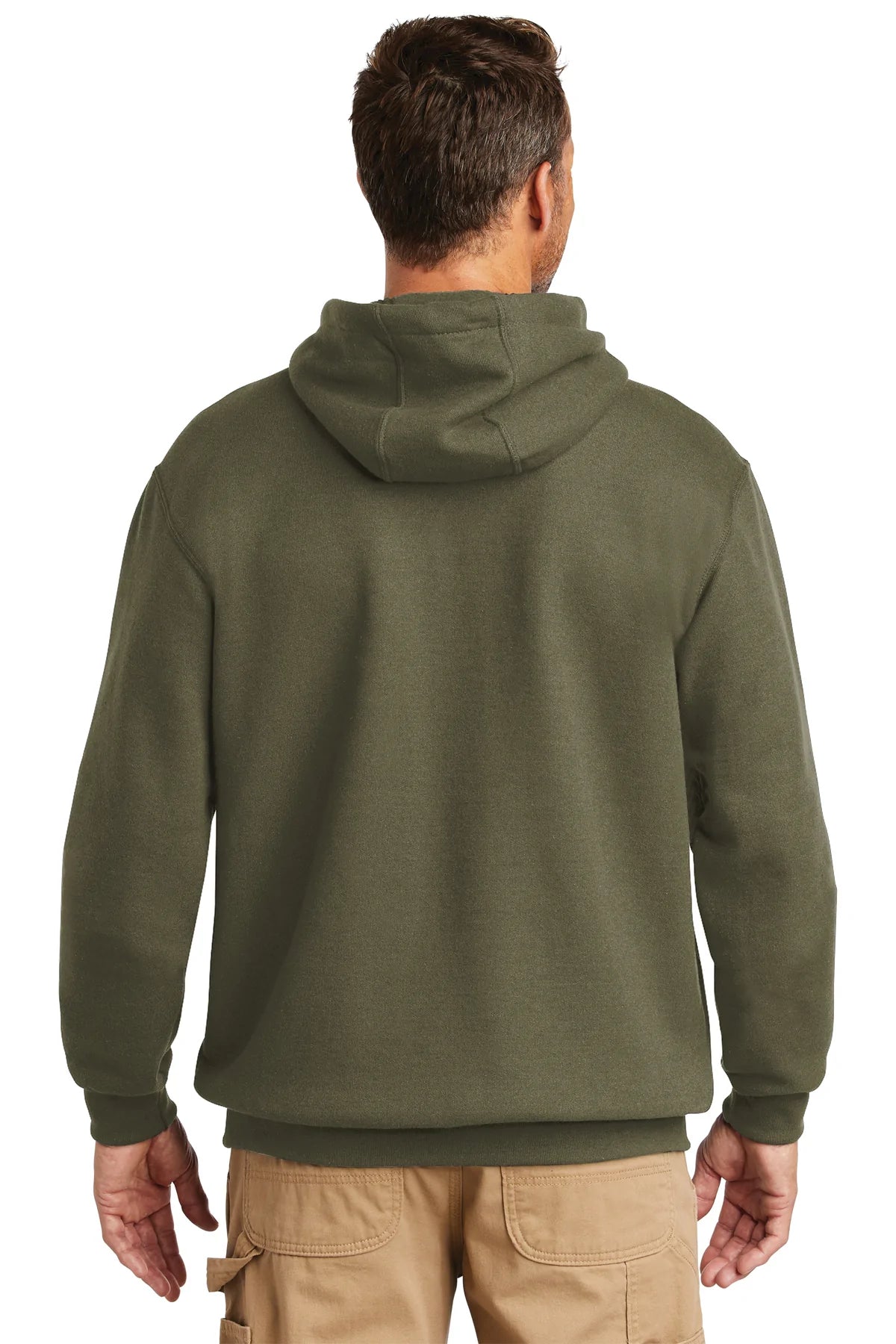 Carhartt Tall Hooded Custom Sweatshirts for Men - Moss Green Pullover Hoodie for Work & Outdoor Activities | Durable Cotton Blend Fleece Lining